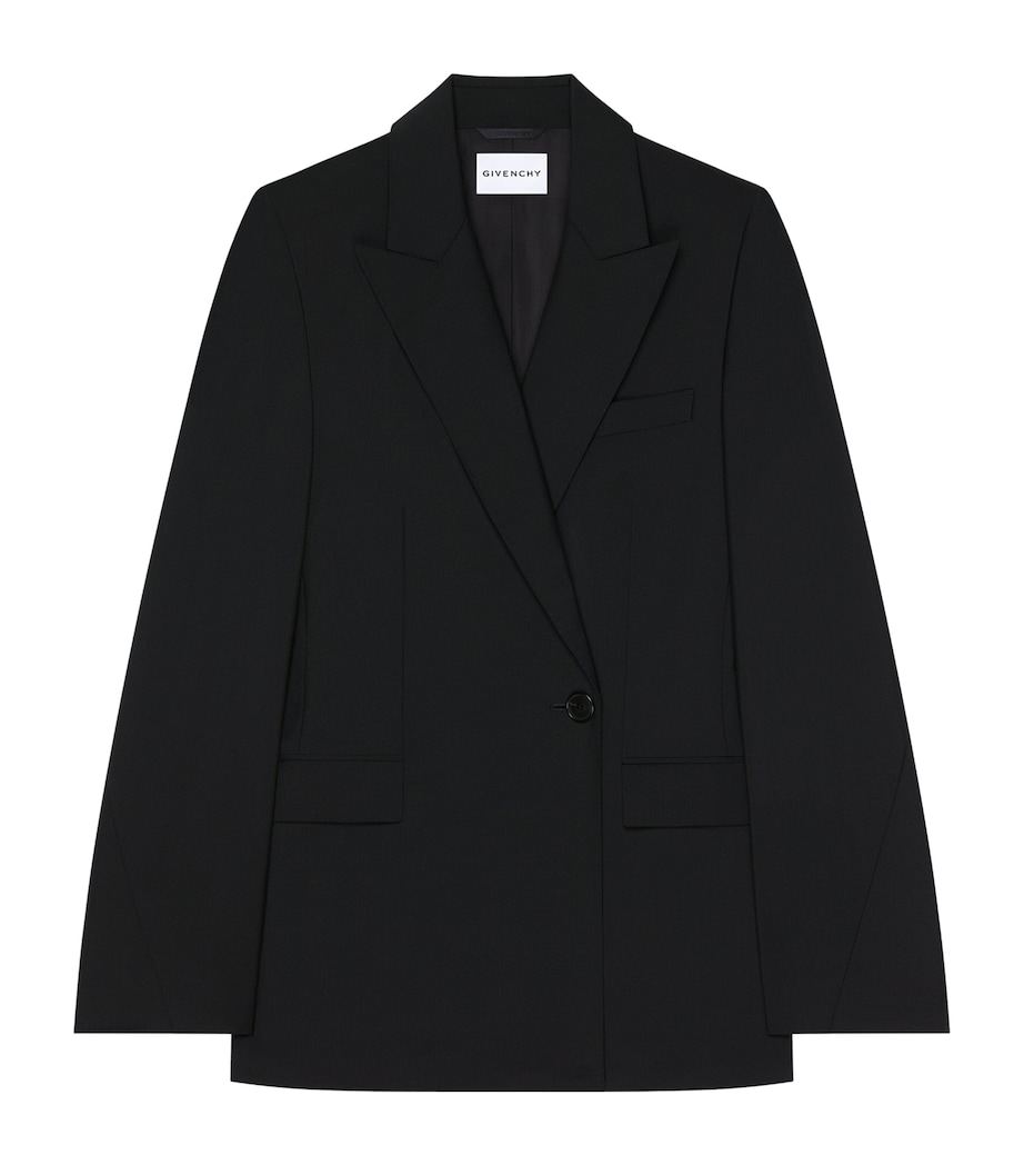 Givenchy Womens Wool-Mohair Double-Breasted Blazer Black Image 1