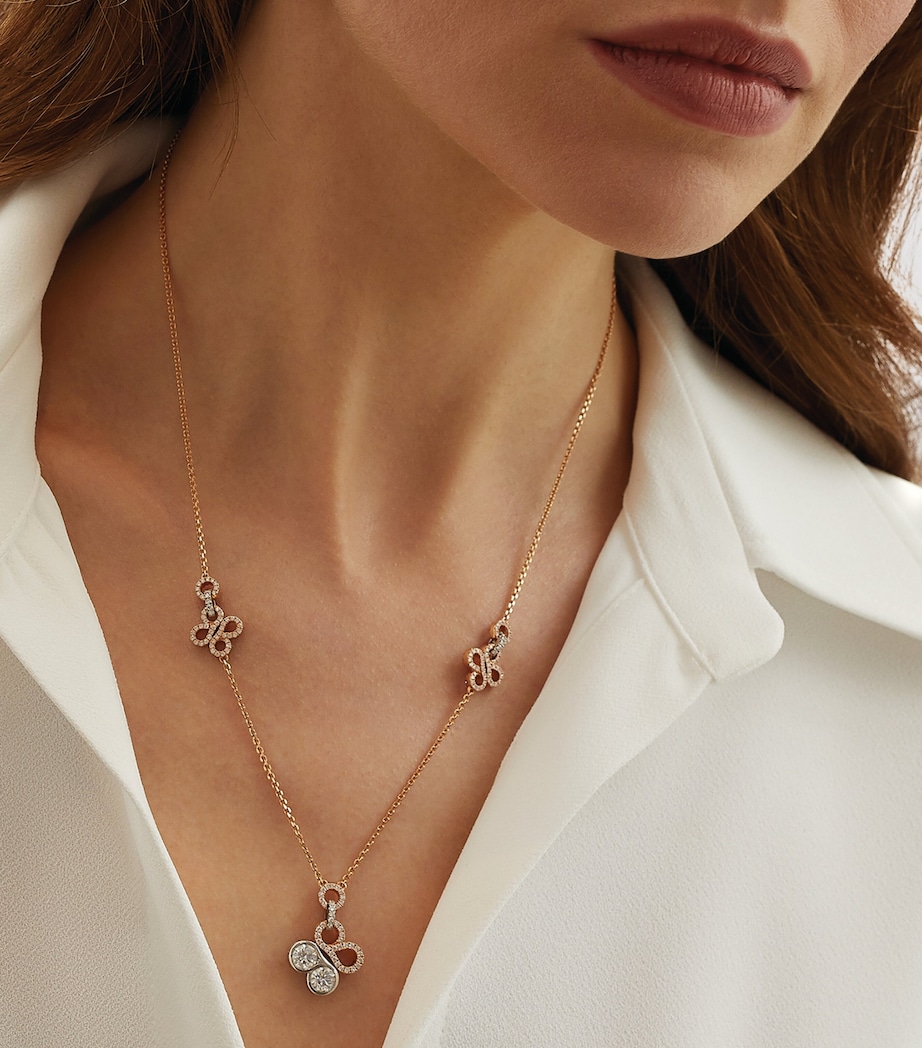 Rose Gold, Platinum and Diamond Large Be Boodles Necklace ROSE GOLD Image 2
