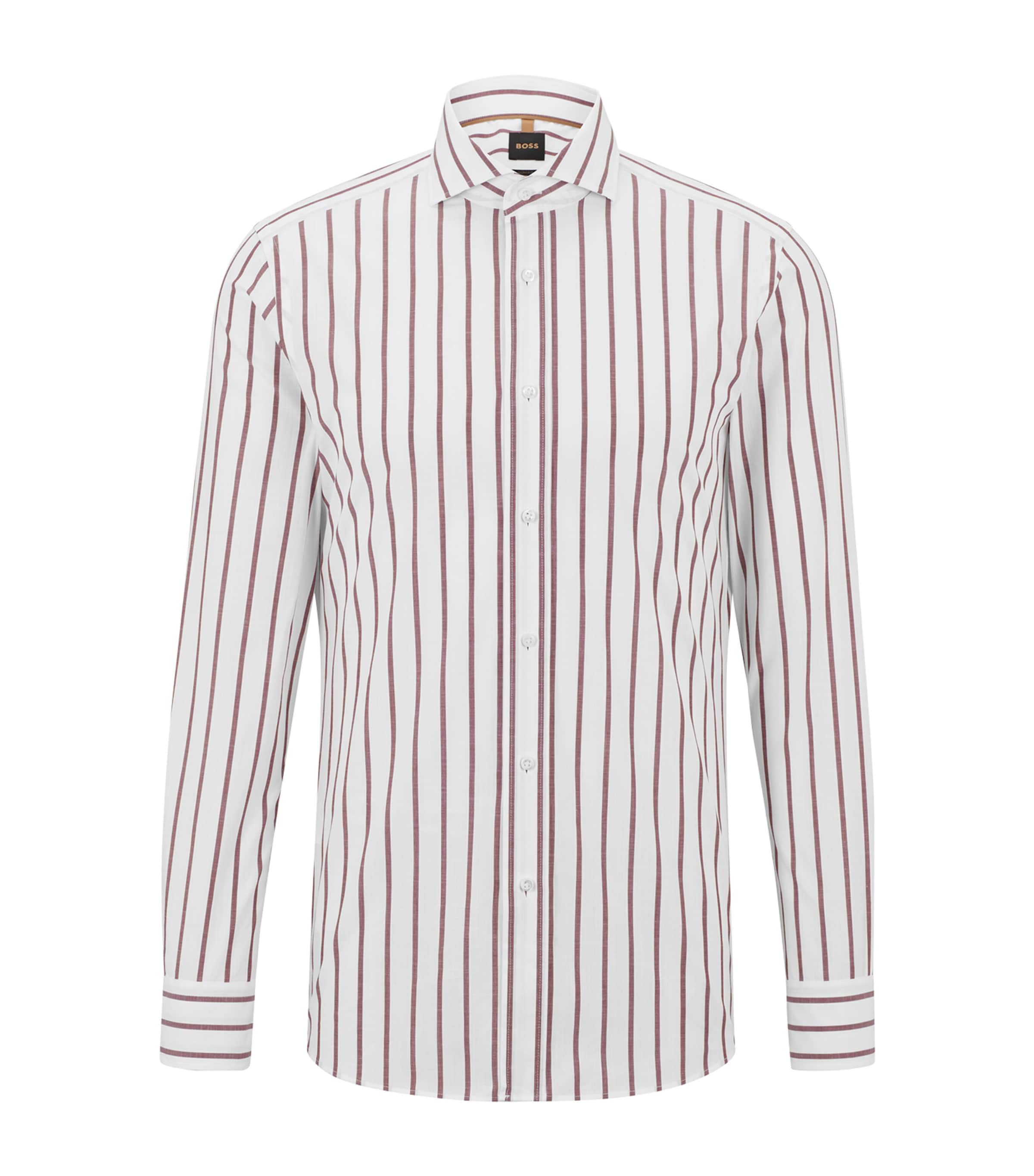 Hugo Boss Cotton Striped Shirt In Red