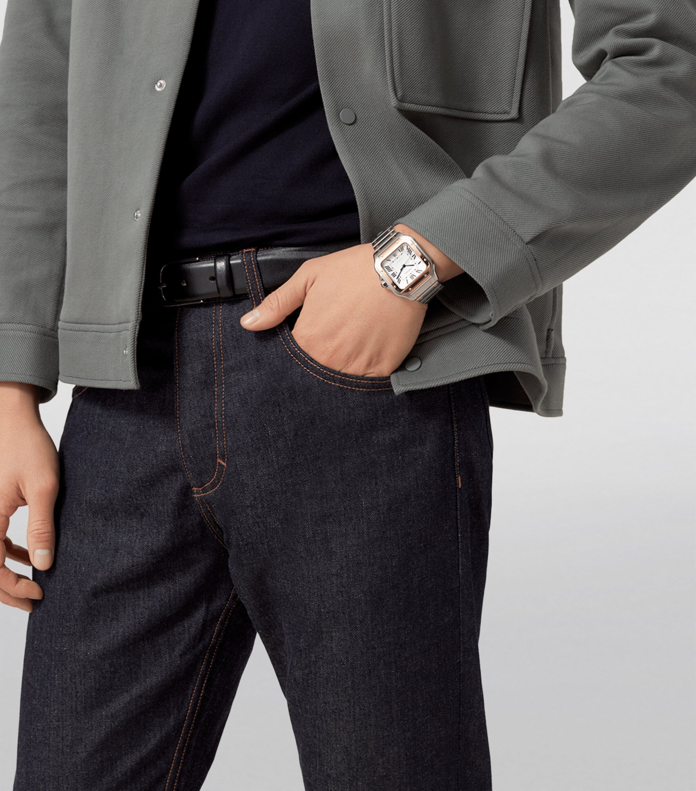 Stainless Steel and Yellow Gold Santos de Cartier Watch 39.8mm WHITE Image 11