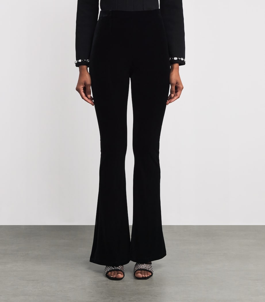 Stretch-Velvet Flared Trousers BLACK Image 3