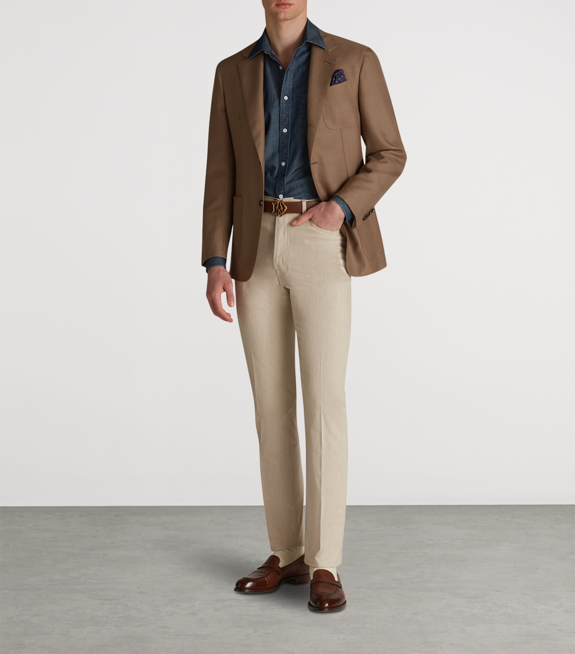 Wool-Blend Denim Trousers 260TAUPE Image 2