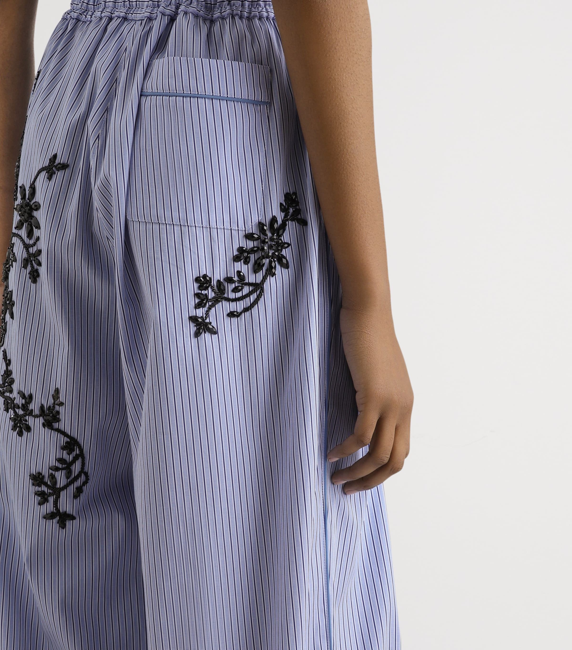 Dolce&Gabbana Womens Cotton-Silk Stripe Embellished Trousers Embr Image 5