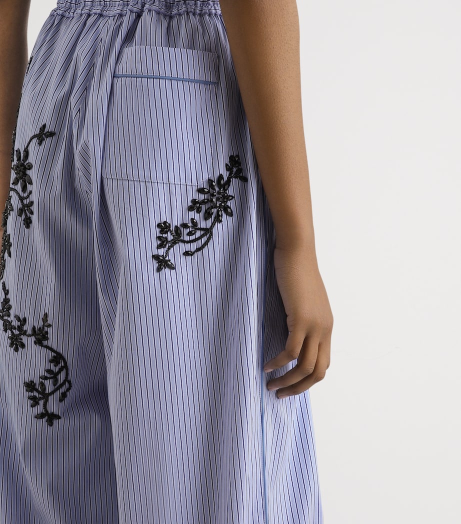 Dolce&Gabbana Womens Cotton-Silk Stripe Embellished Trousers Embr Image 5