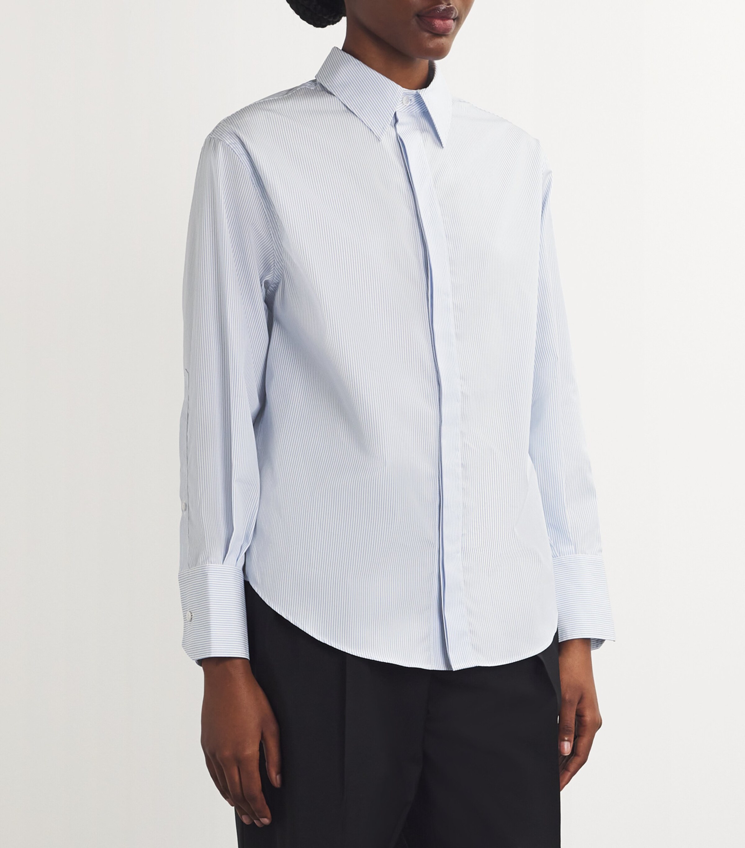 Cotton Oxford Shirt 621 STRIPE LIGHT BLU Image 3