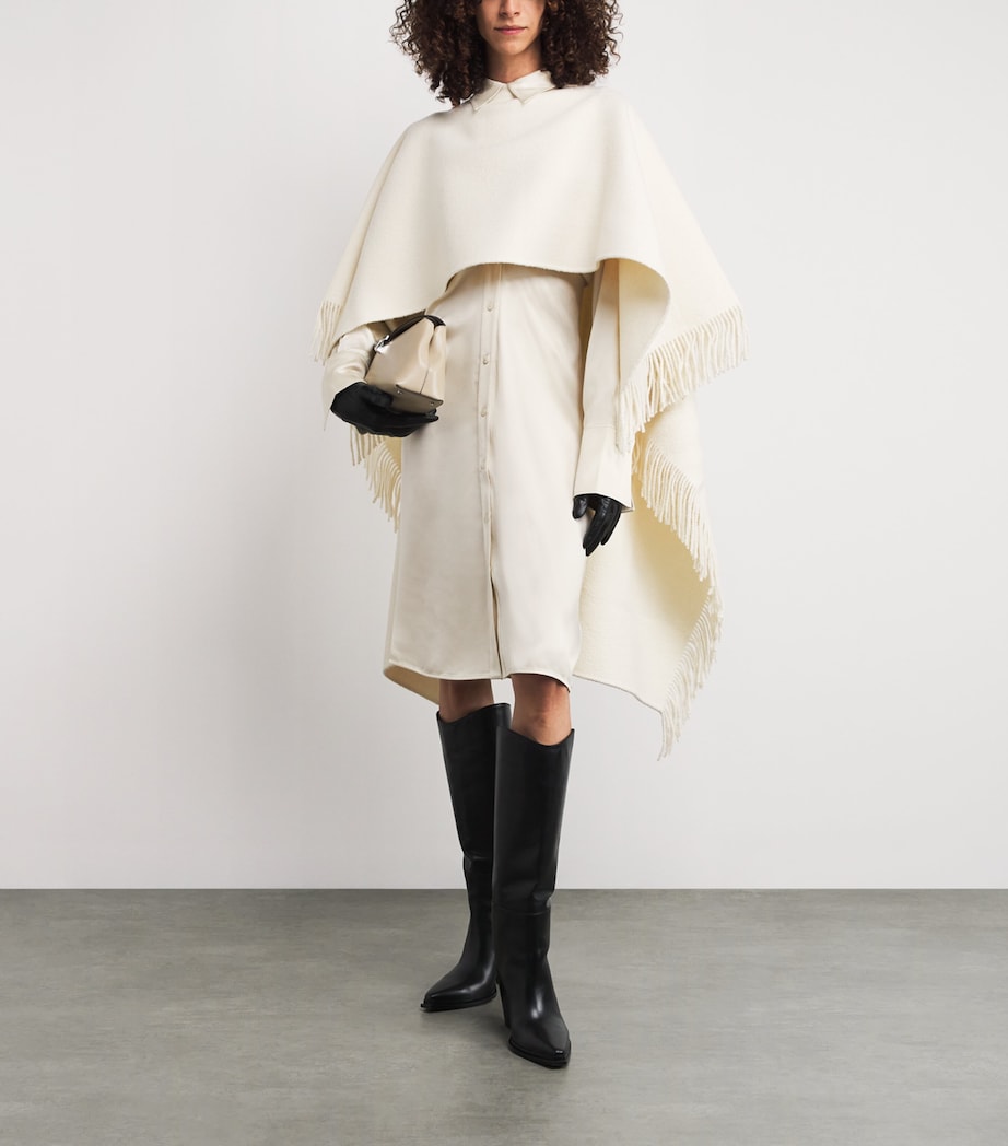 Satin Slouch-Waist Shirt Dress 007 SNOW Image 2