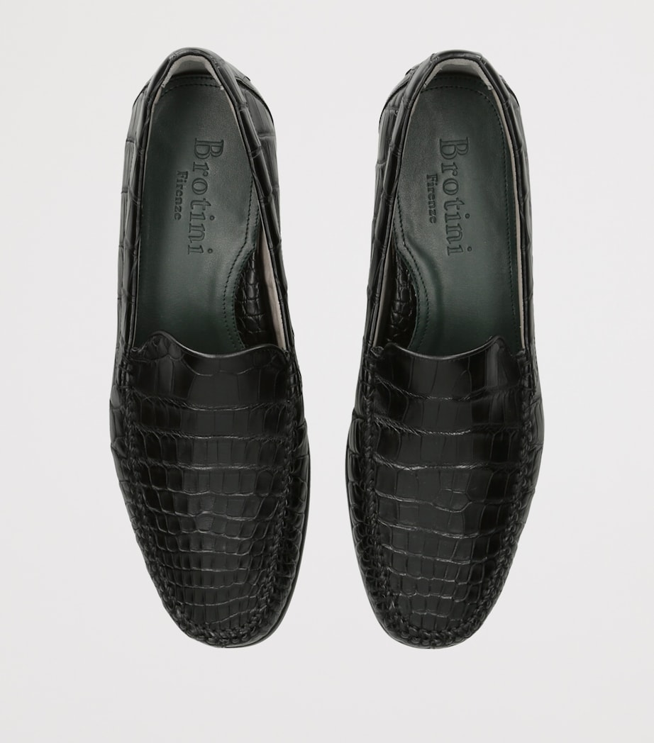 Brotini Alligator Leather Loafers Black Image 4