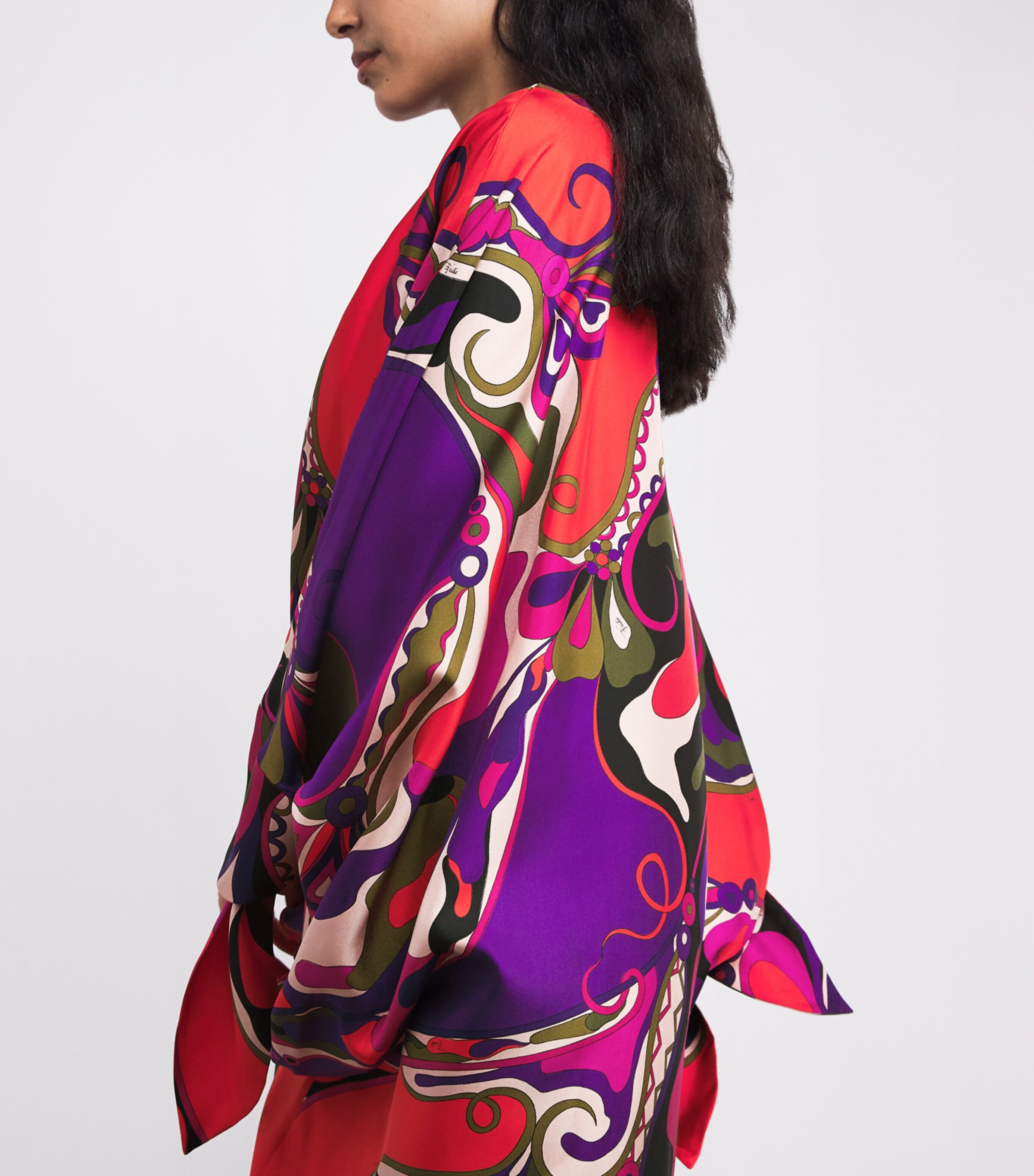 Silk Orchidee Print Maxi Kaftan Dress 017/MULTICOLOR Image 4