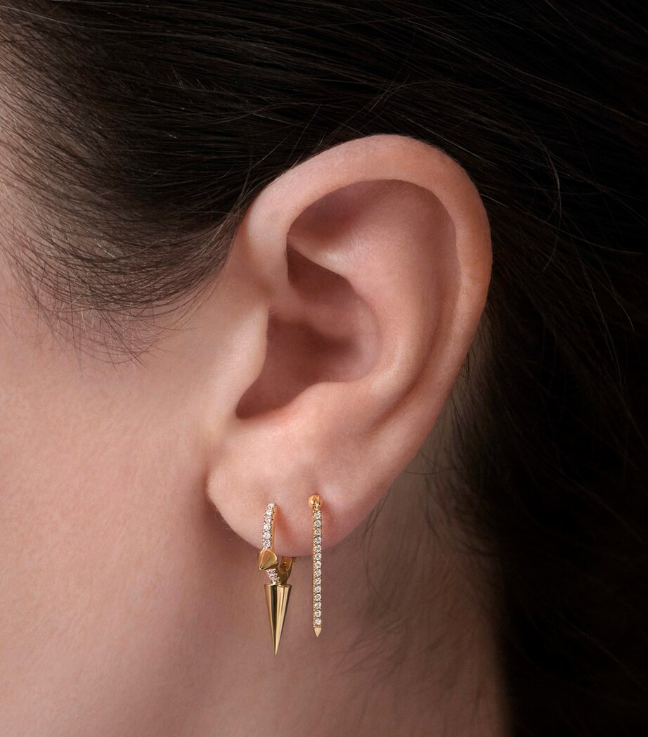 Diamond Eternity Bar Charm Threaded Stud Earring (18mm) WHITE GOLD Image 2