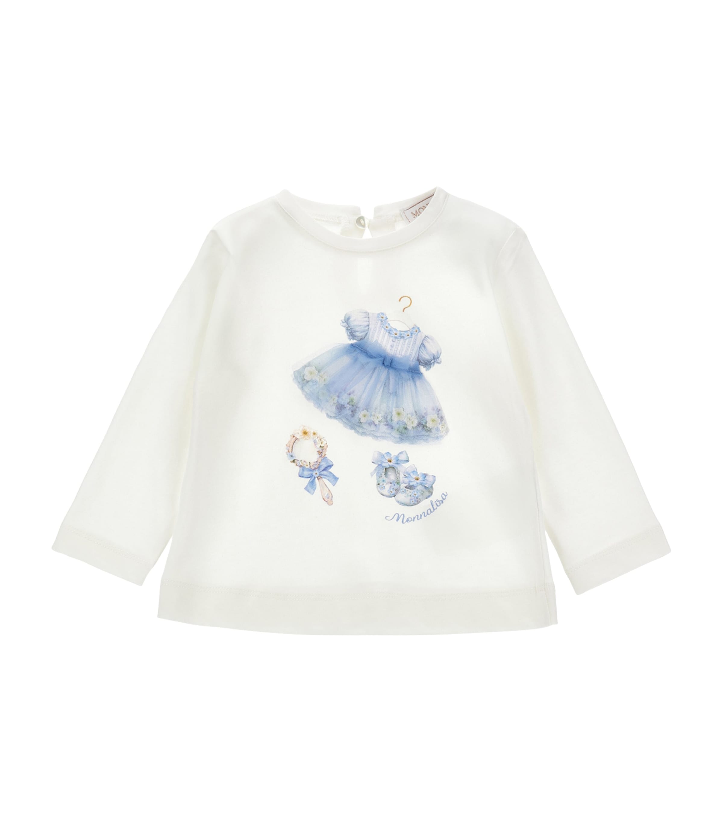 Monnalisa Cotton Print Long-sleeve T-shirt In White