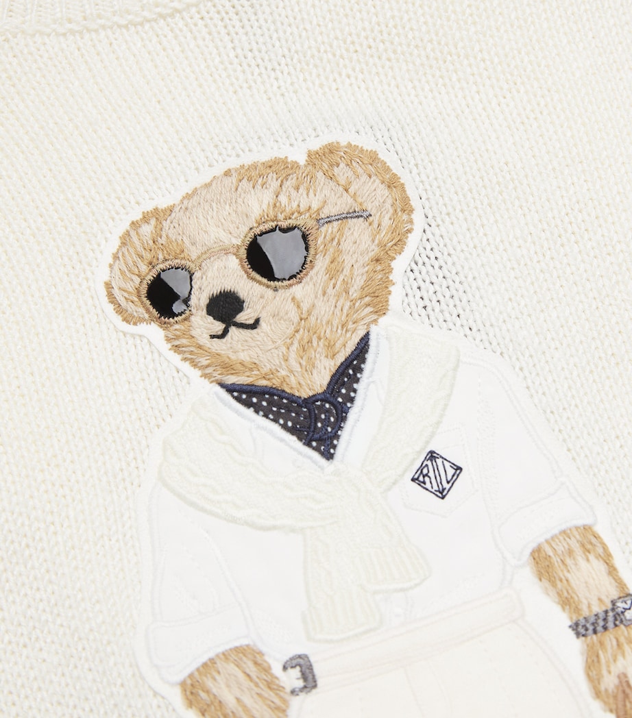 Ralph Lauren Purple Label Mens Silk-Linen Polo Bear Sweater Classic Cream Image 6