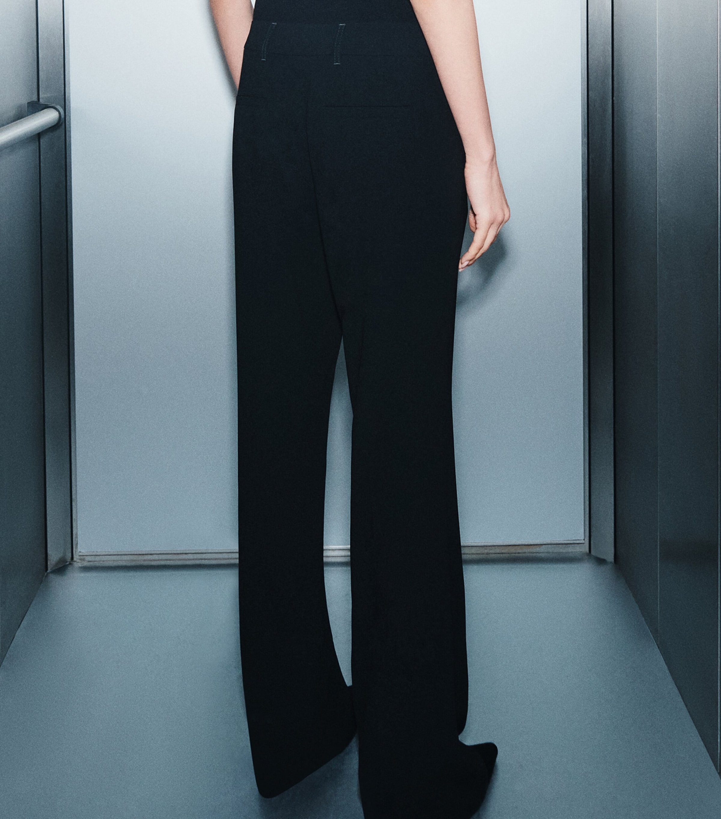 Marella Womens Satin Bootcut Trousers Black Image 3