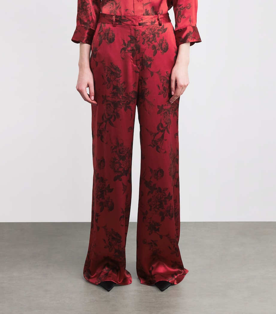 Silk Pilar Wide-Leg Trousers BRGNDY PNTRFLY FLR Image 3
