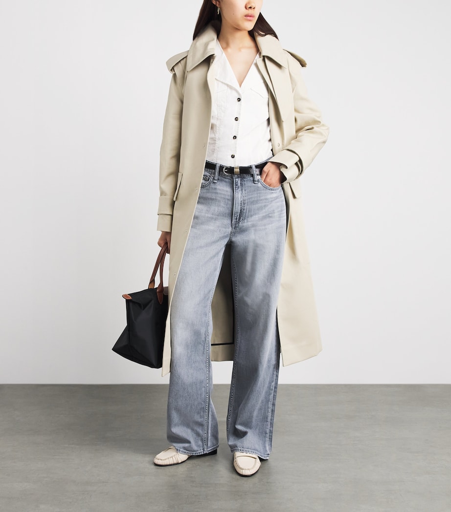 Rag & Bone Womens Featherweight Logan Mid-Rise Wide-Leg Jeans Sterling Image 2