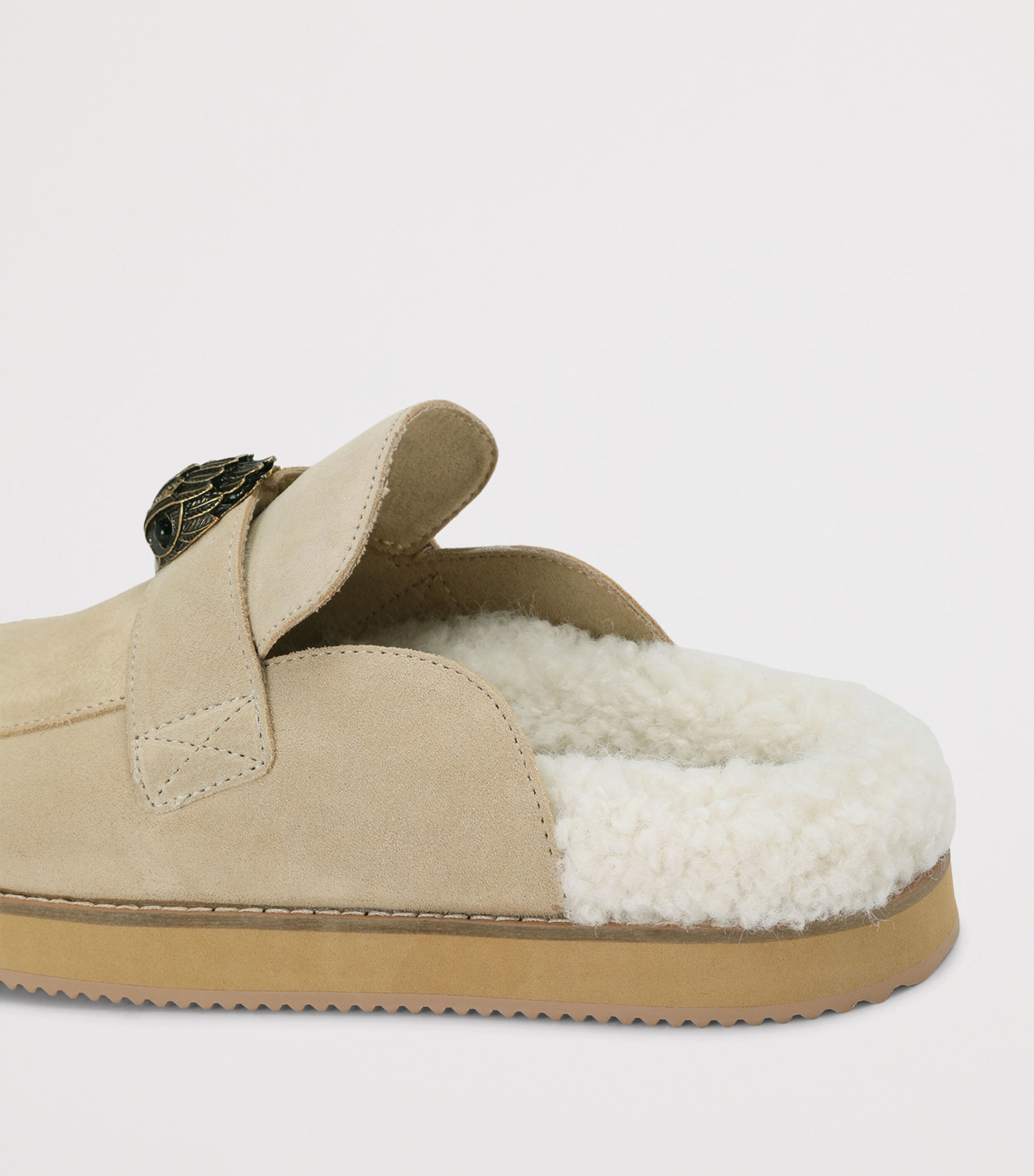 Kurt Geiger London Suede Eagle Clog Mules Beige Image 3