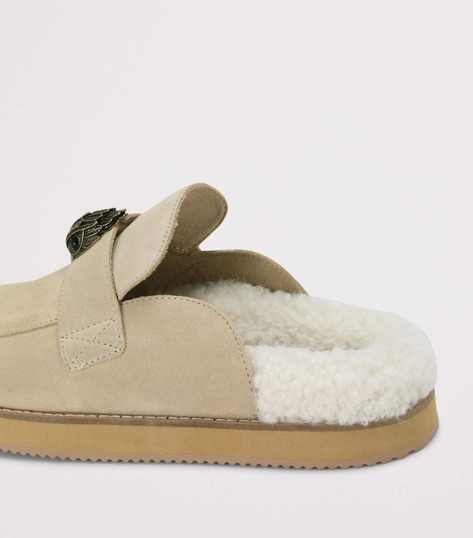 Kurt Geiger London Suede Eagle Clog Mules Beige Image 3