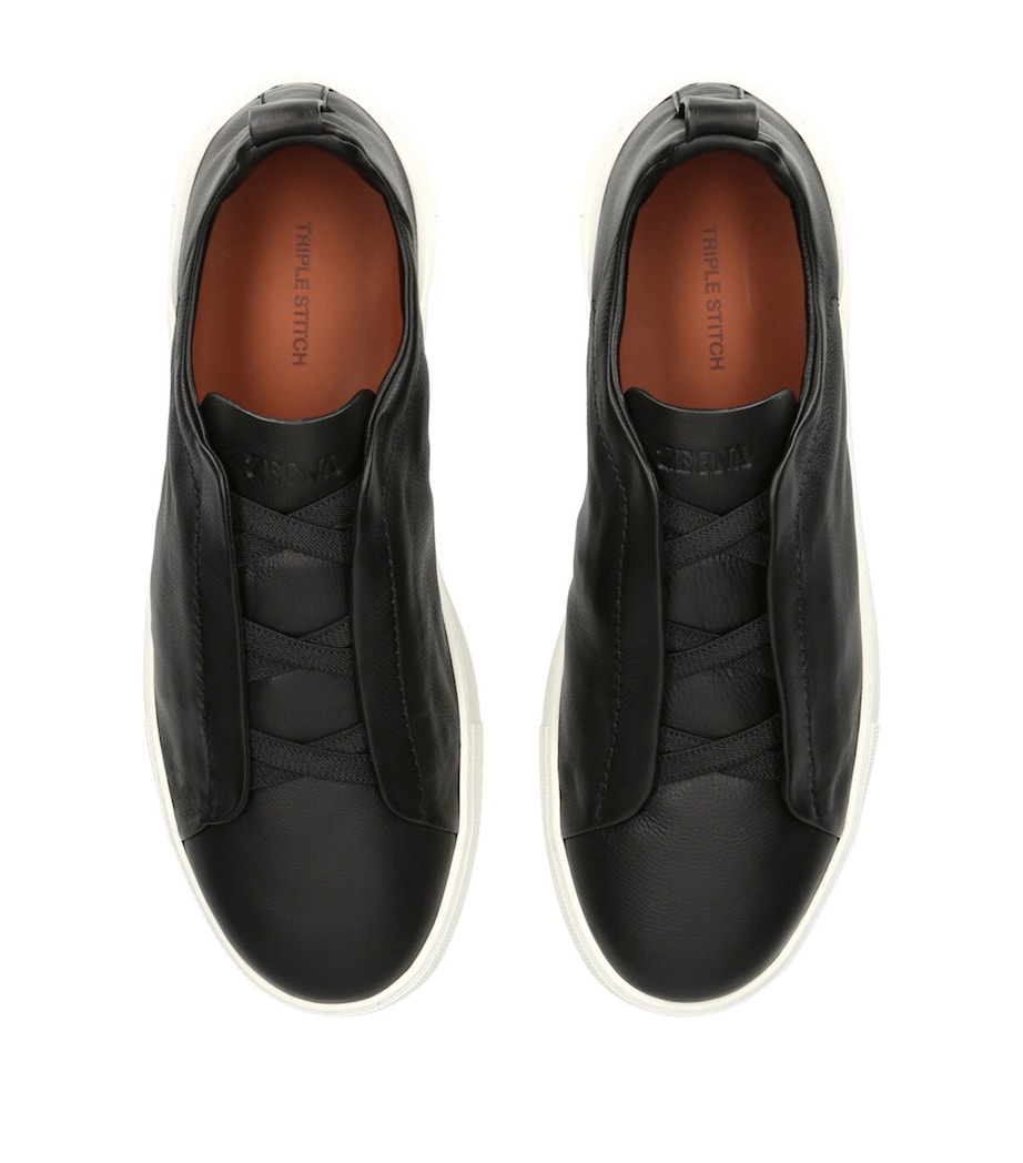 Leather Triple Stitch SECONDSKIN Sneakers BLACK Image 4