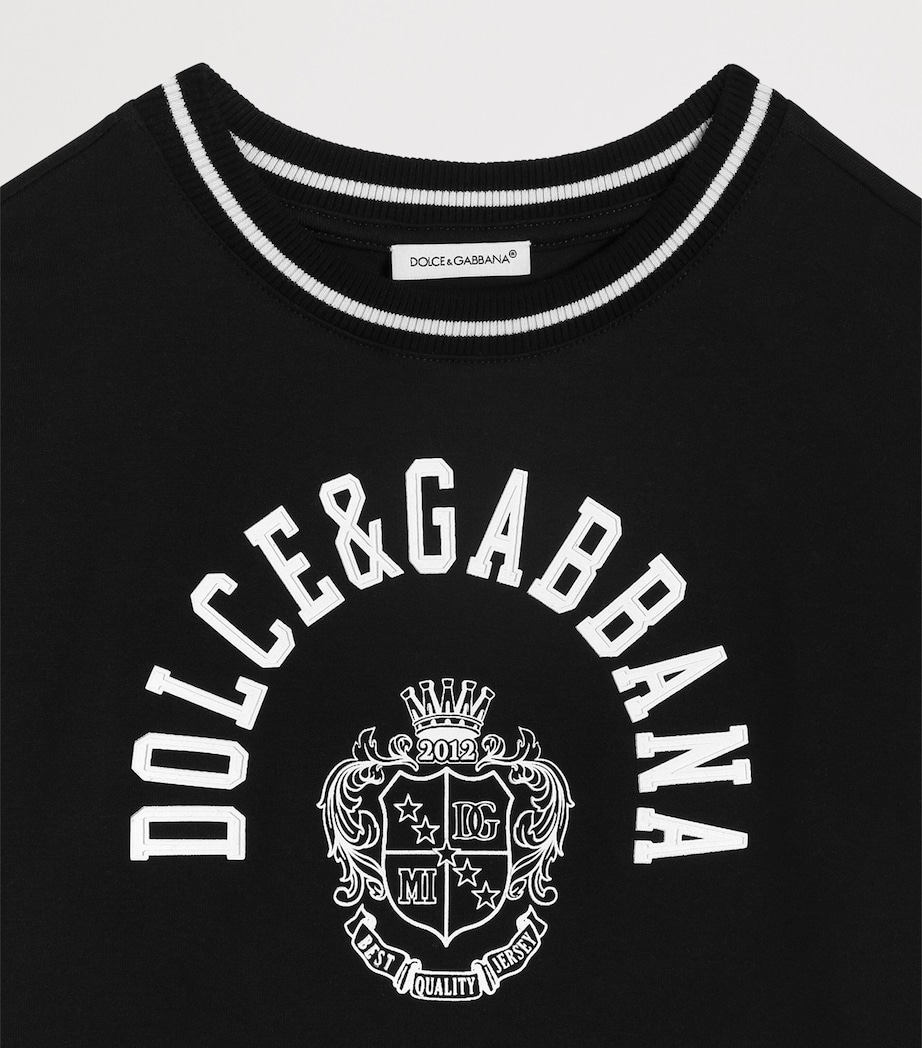 Dolce&Gabbana Kids Cotton Logo T-Shirt (8-12+ Years) Black Image 3
