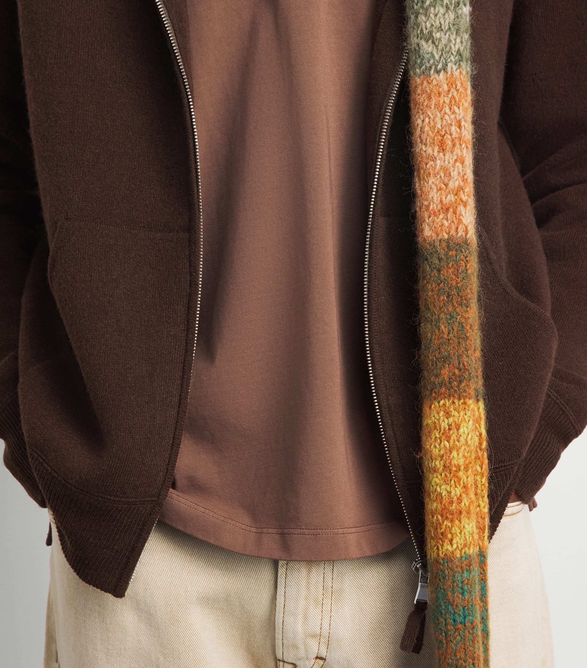 Allude Mens Wool-Cashmere Zip-Up Hoodie Image 3