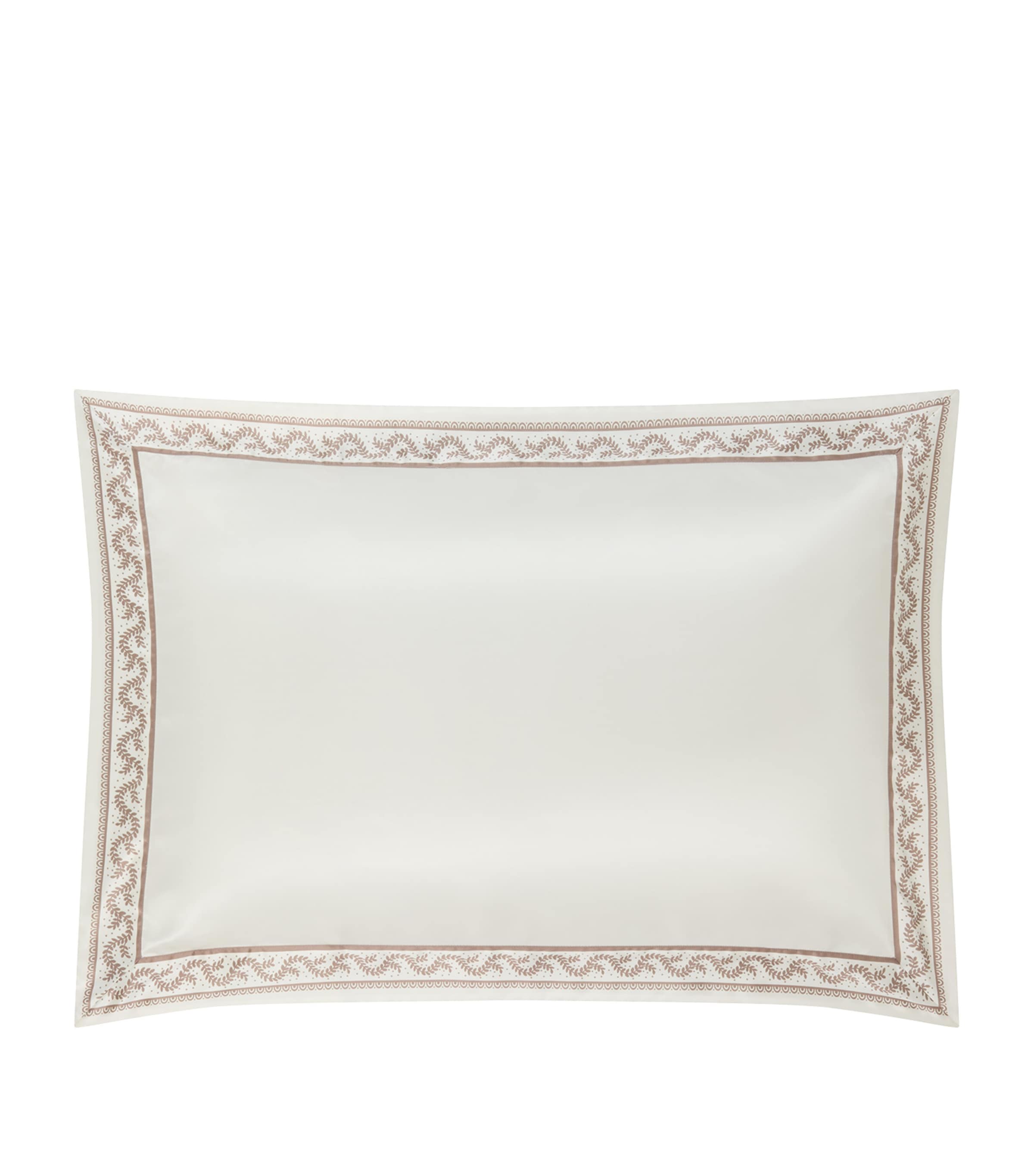 Gingerlily Silk Fern Vine Oxford Pillowcase (50cm x 70cm) Mocha/ivory Image 1