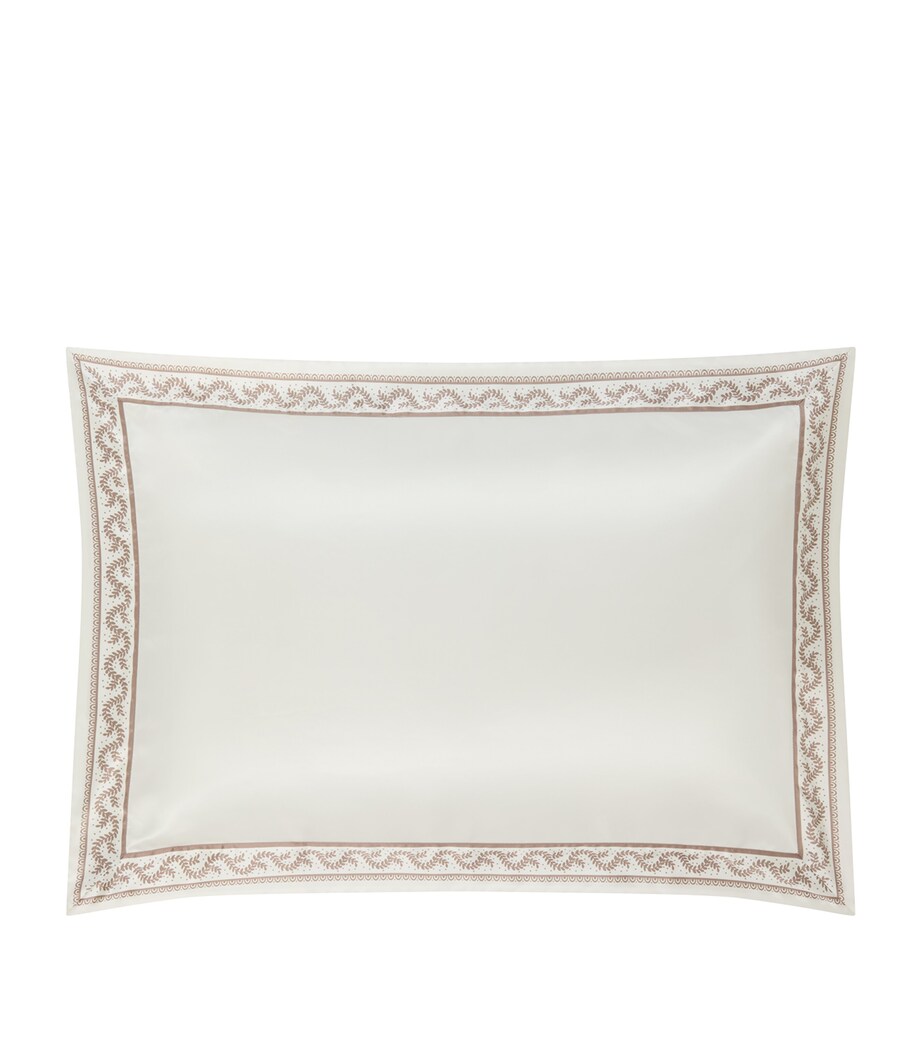 Gingerlily Silk Fern Vine Oxford Pillowcase (50cm x 70cm) Mocha/ivory Image 1