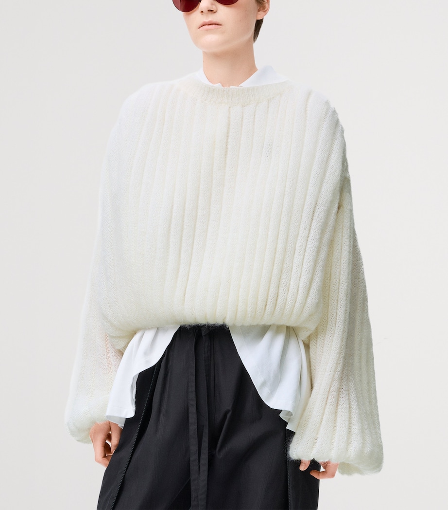 Ribbed Balloon Sweater WHITE Image 3