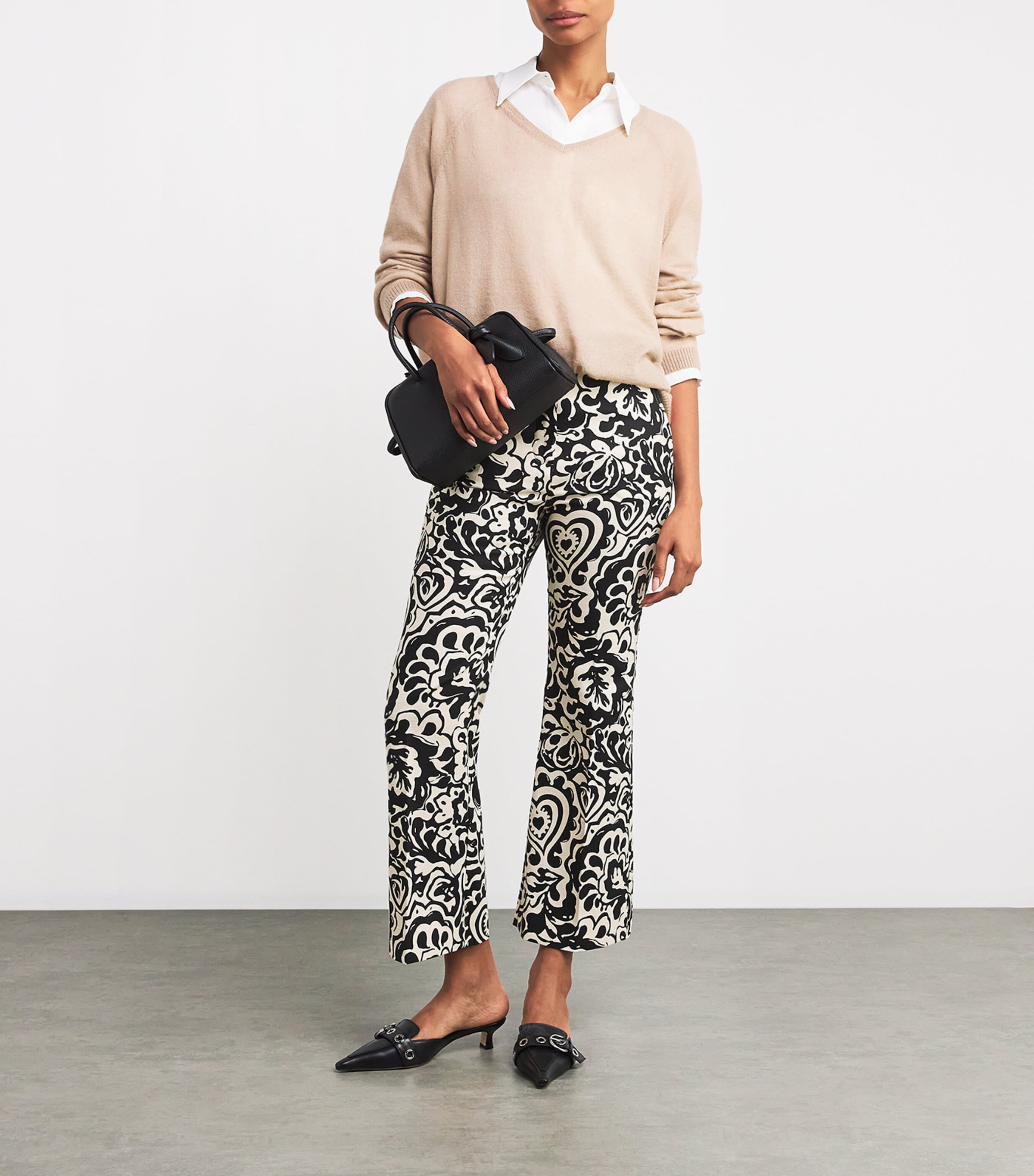 Stretch-Cotton Canvas Patterned Trousers BLACK Image 2