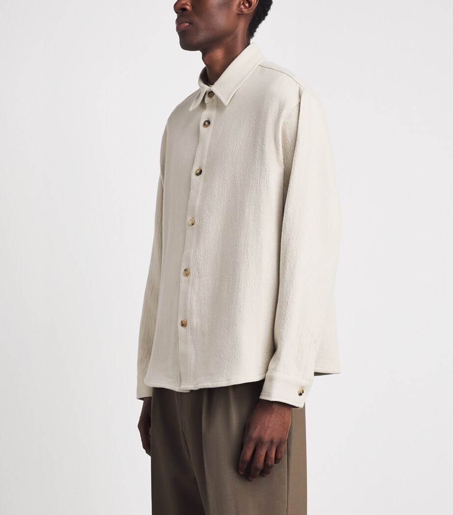 FRAME Mens Textured Overshirt Wrmc Warm Cream Image 4