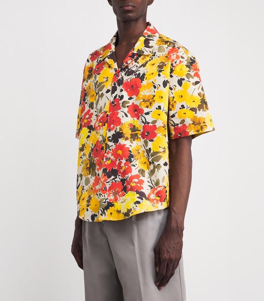 Cotton Floral Print Shirt 307 - GREEN/YELLOW Image 3