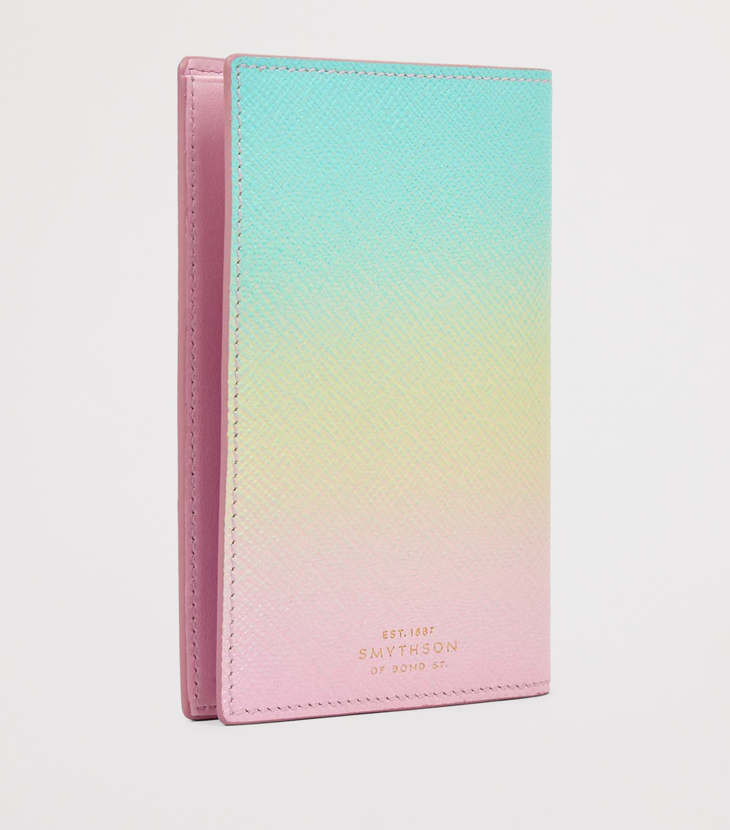 Smythson Pink Panama Leather Rainbow Passport Cover | Harrods UK