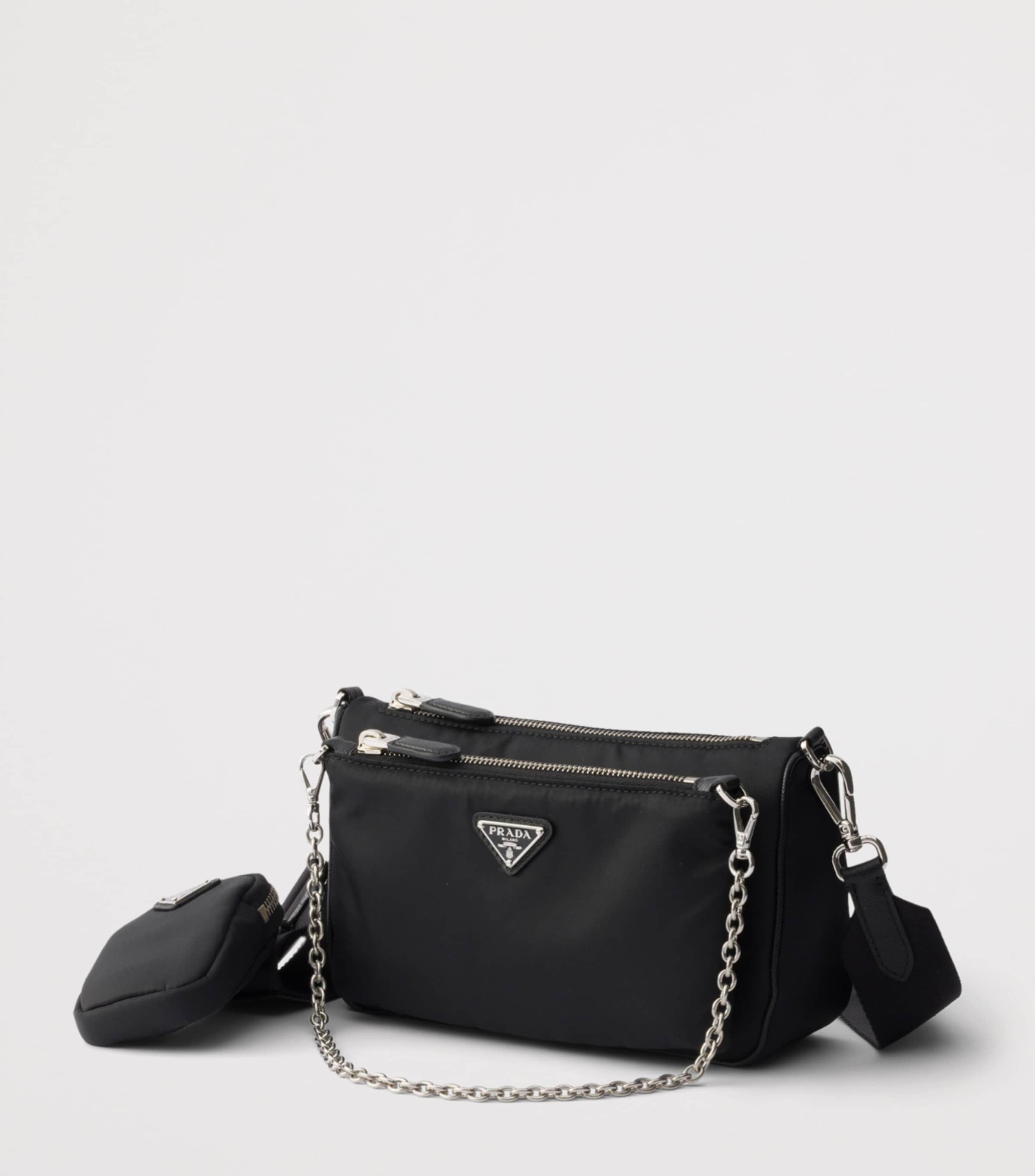 Prada Mini Re-Nylon-Leather Shoulder Bag Black Image 2