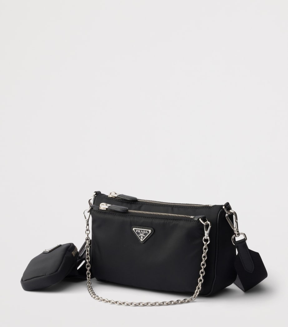 Prada Mini Re-Nylon-Leather Shoulder Bag Black Image 2