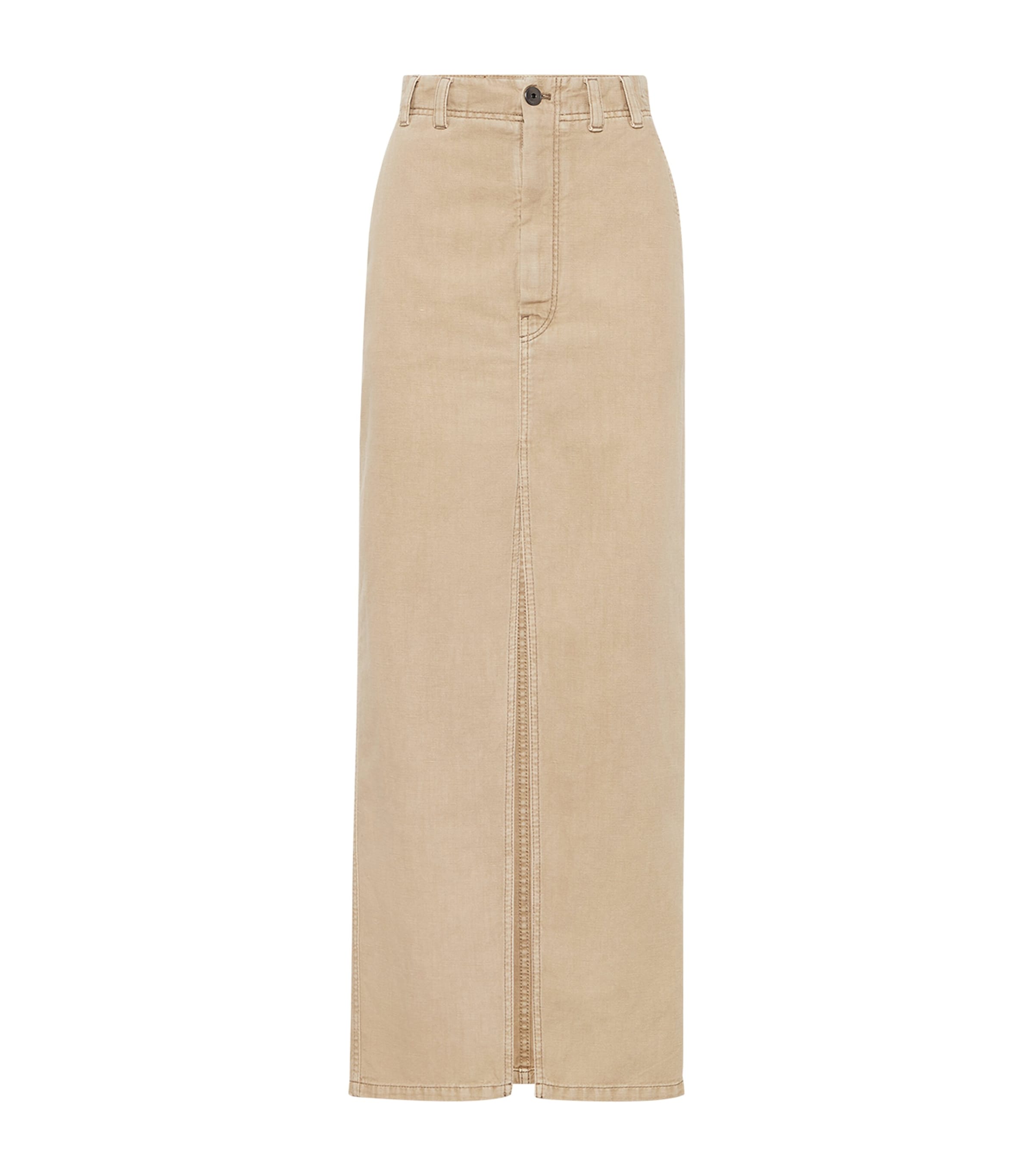 Brunello Cucinelli Cotton-linen Chino Maxi Skirt In Brown