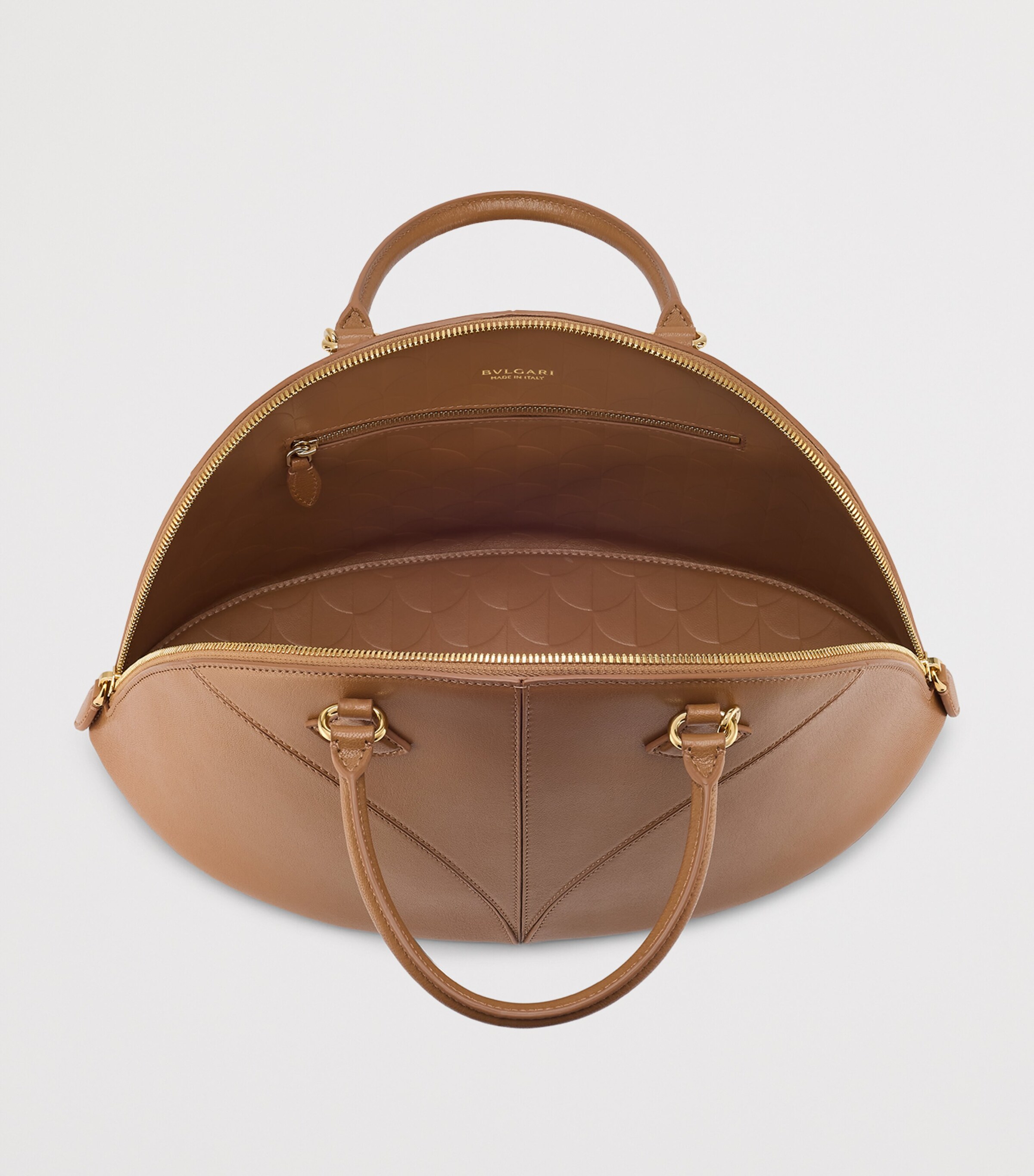 Large Leather Marquise Top-Handle Bag BROWN Image 3