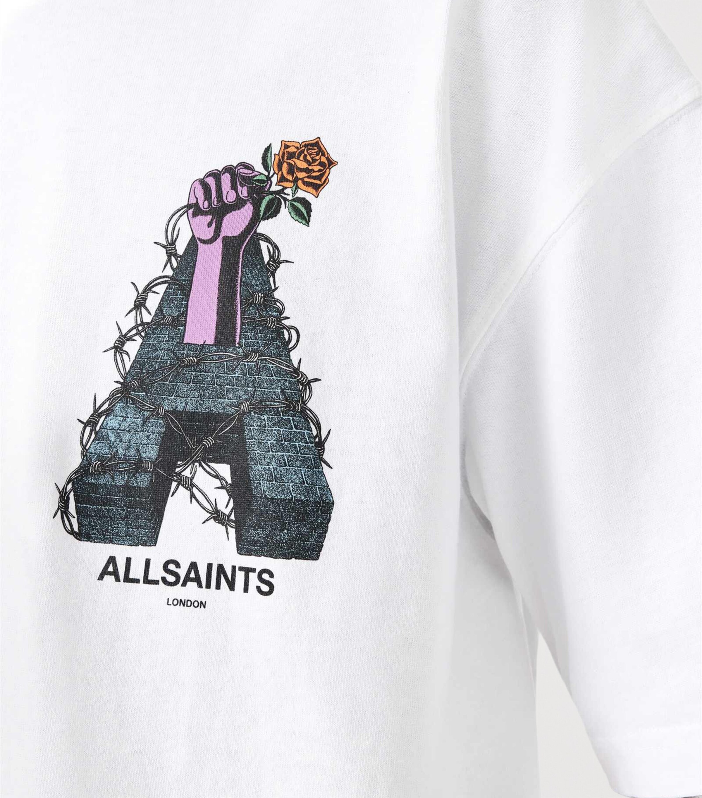 AllSaints Mens Cotton Defiance Print T-Shirt Optic White Image 5