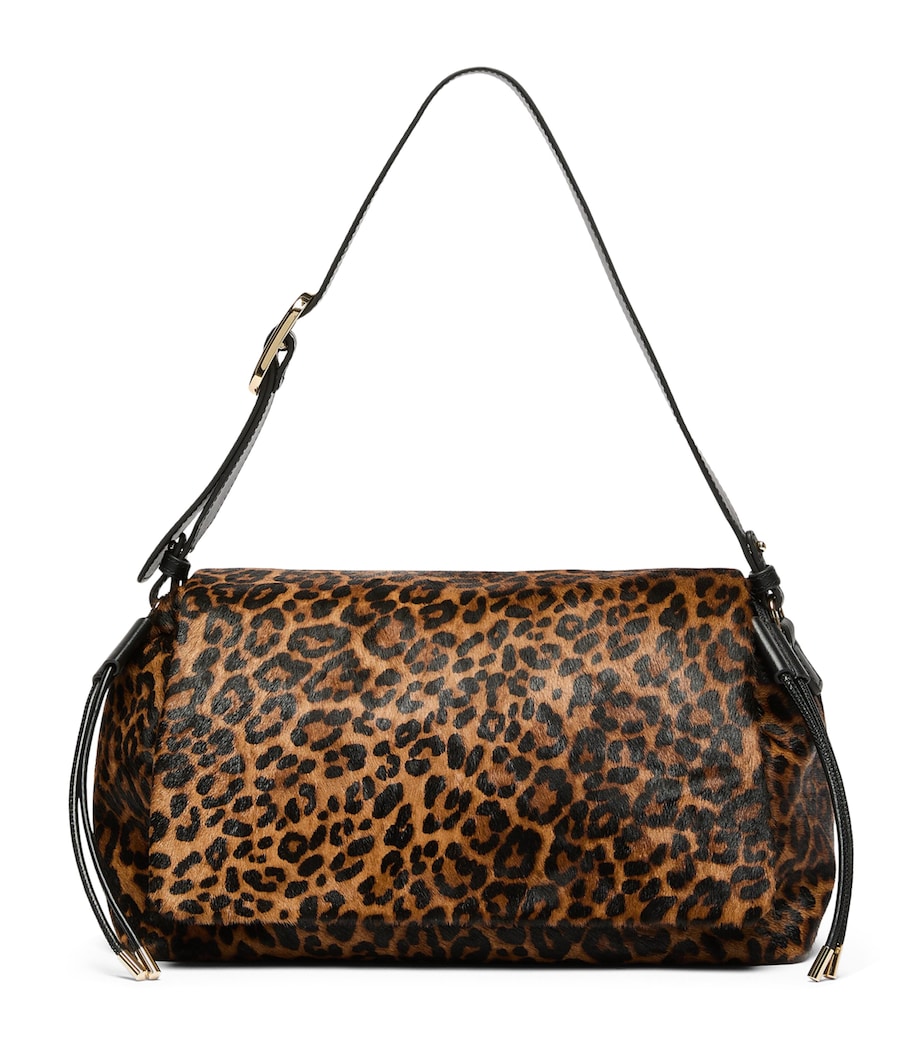 Marella Leather Leopard Print Shoulder Bag Tobacco Image 1