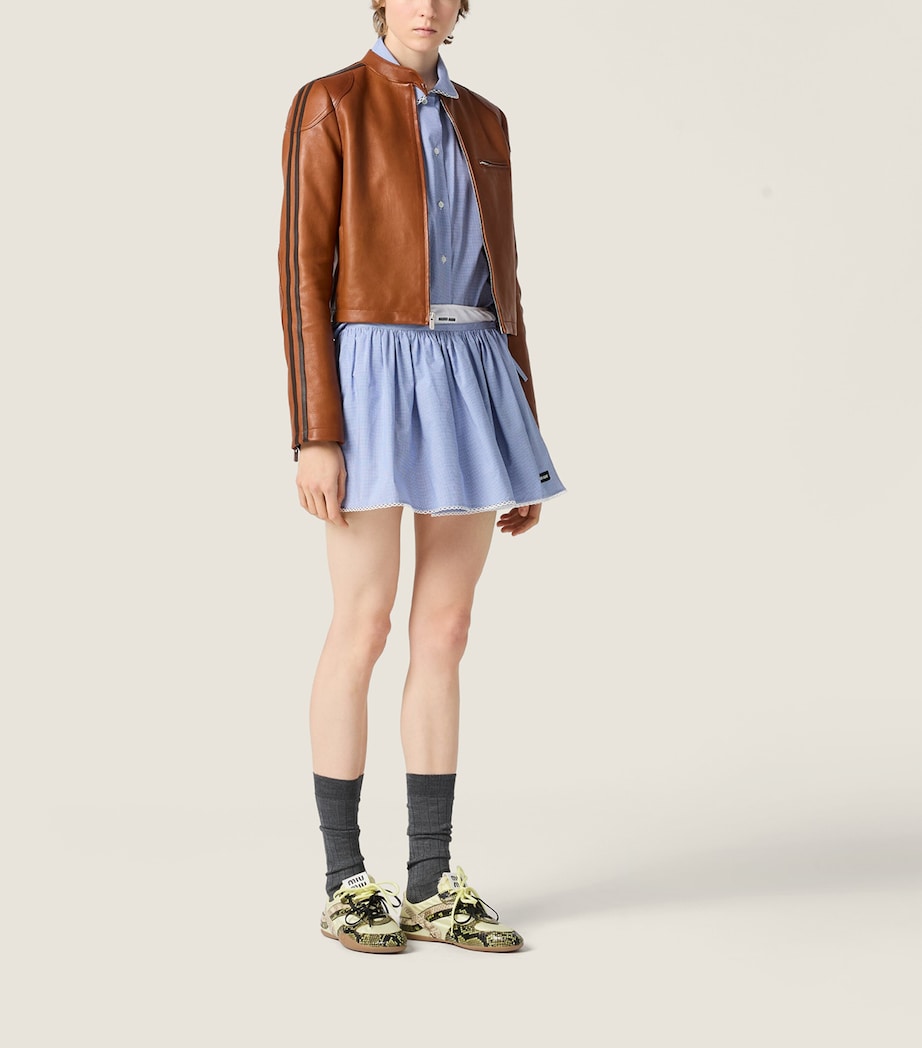 Miu Miu Womens Gingham Side-Tie Mini Skirt Image 2