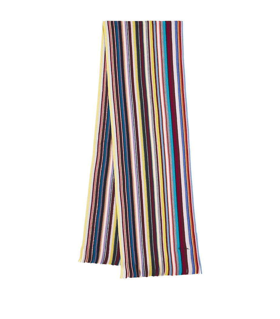 Merino Wool Signature Stripe Scarf 92_MULTI COLOURED Image 1