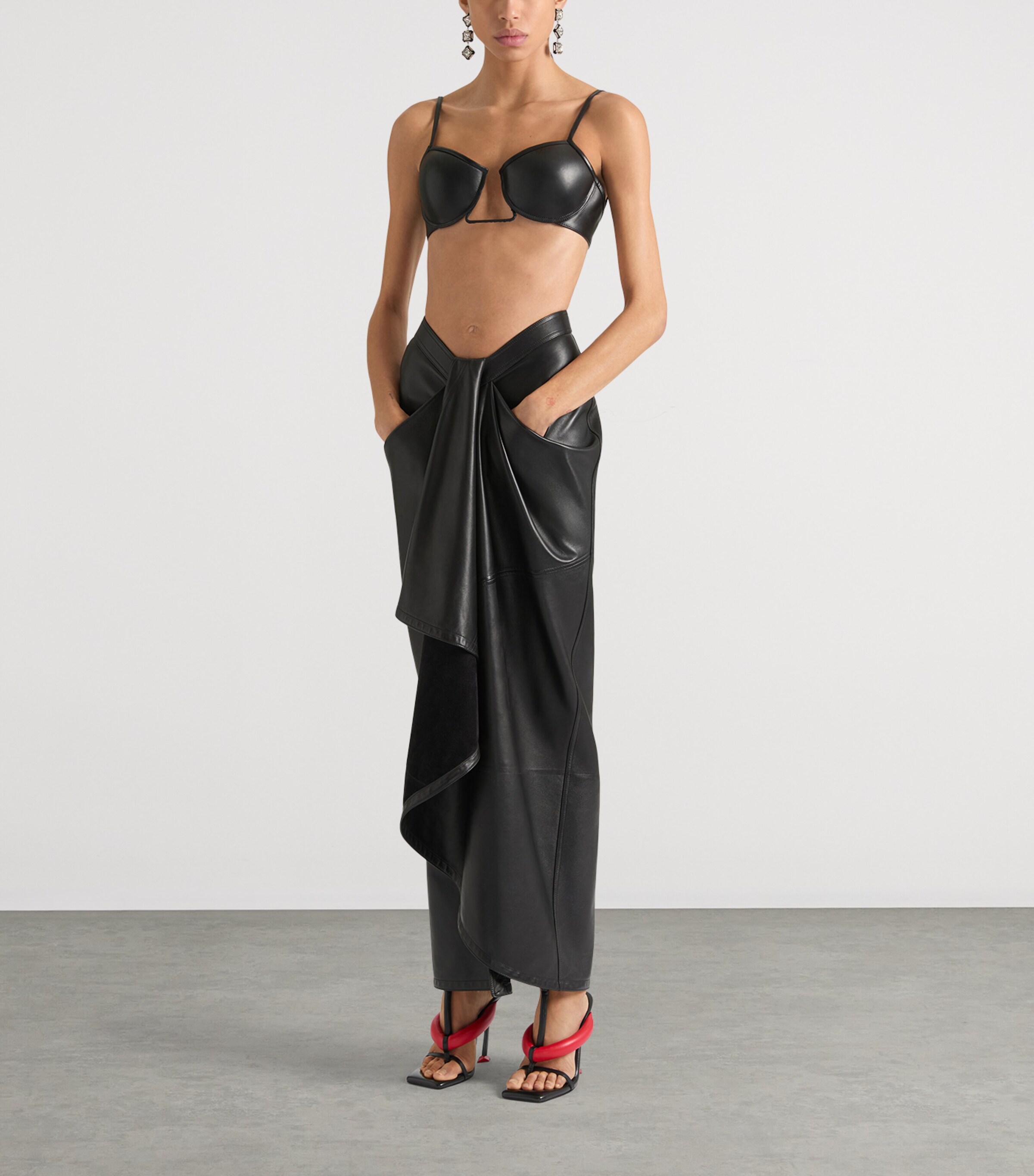 Givenchy Womens Lambskin Wrap Midi Skirt Black Image 4