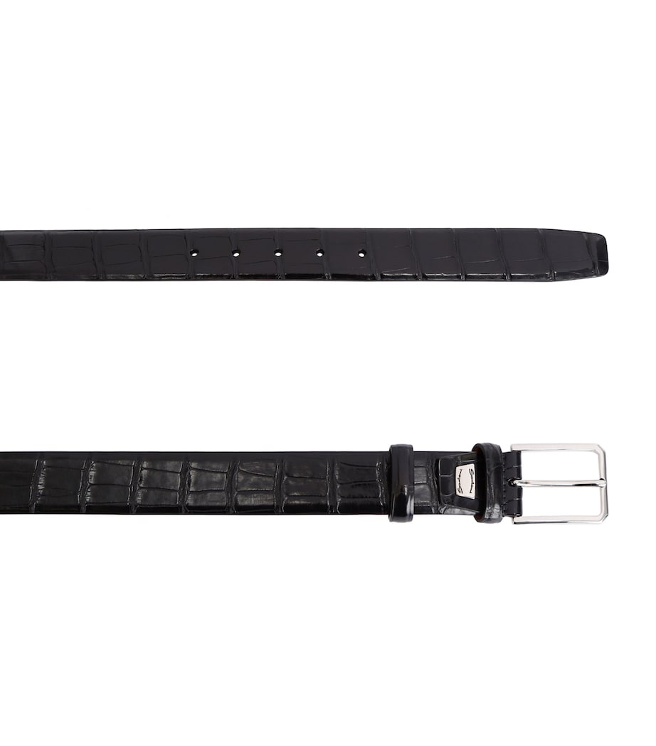 Crocodile Leather Belt BLACK Image 3