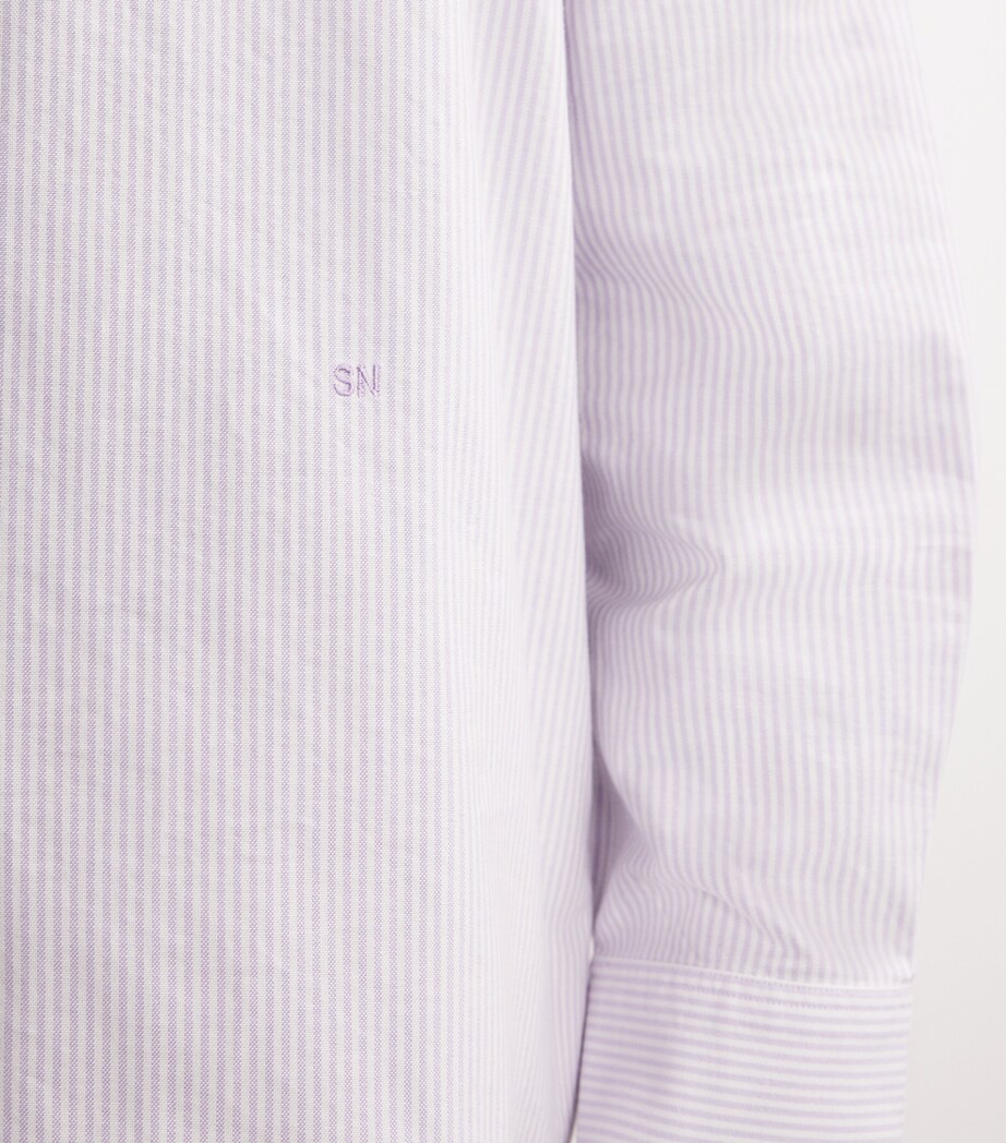 Studio Nicholson Mens Cotton Striped Ruskin Oxford Shirt Lilac Stripe Image 6
