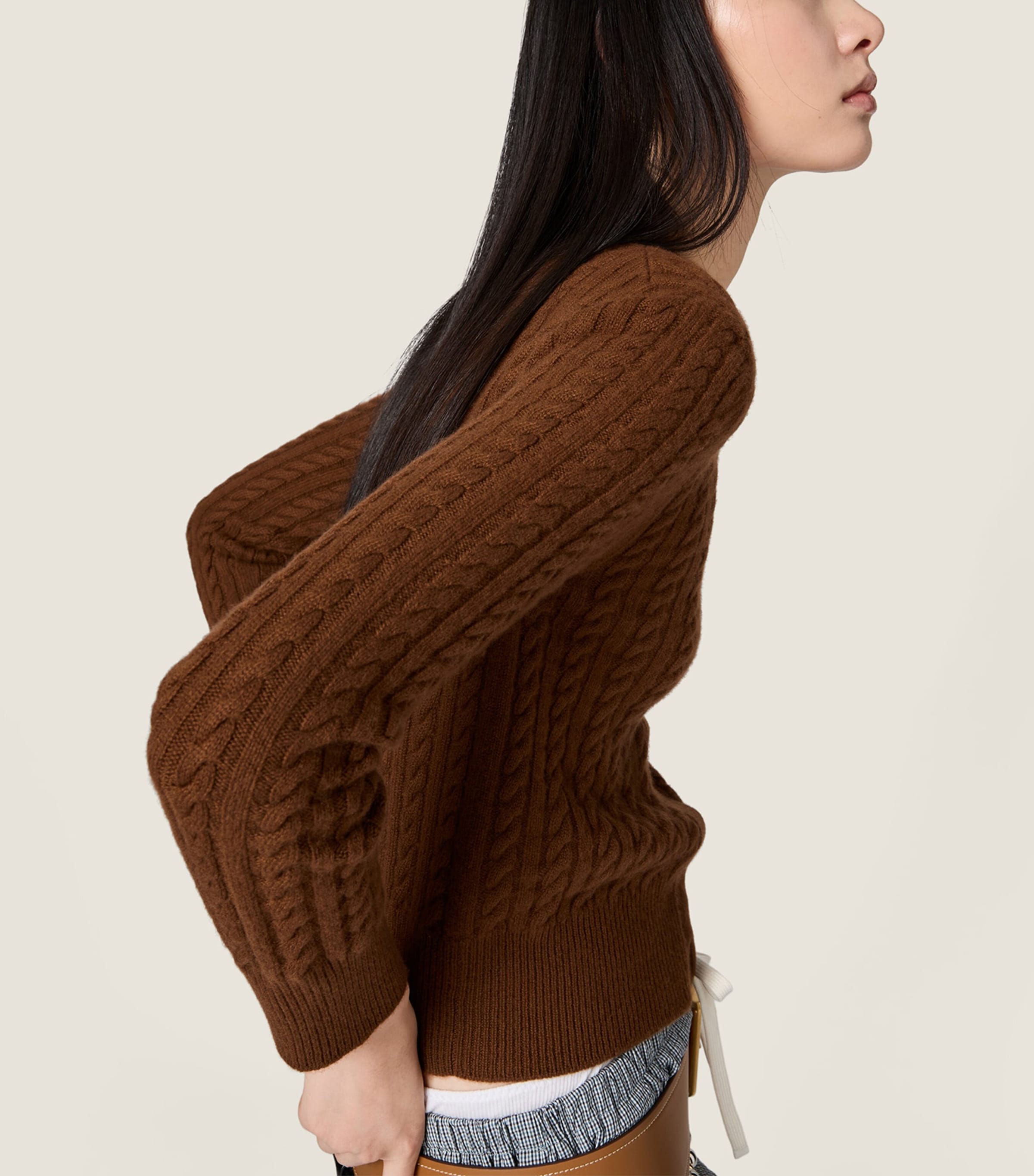 Miu Miu Womens Cashmere Cable-Knit Cardigan Image 5