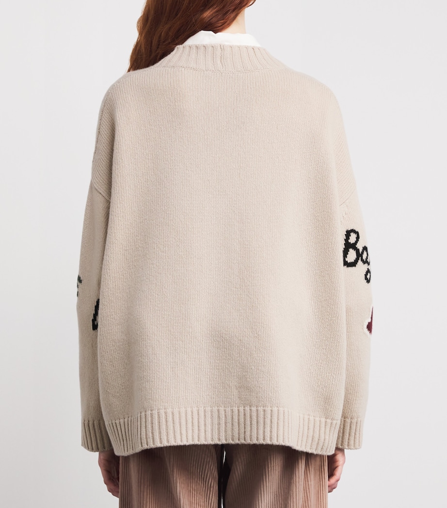 Virgin Wool Intarsia Cardigan ECRU Image 4