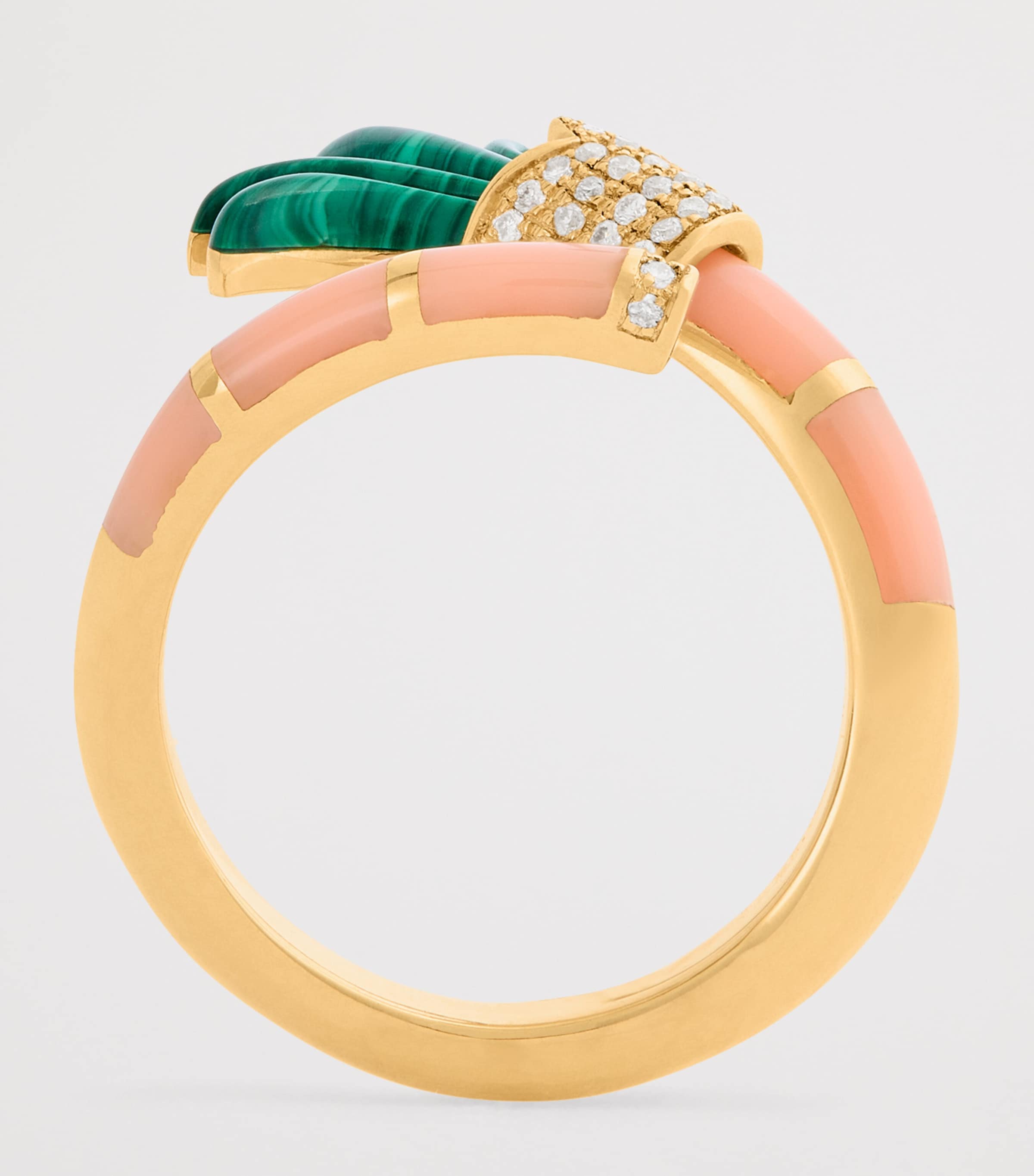 L'ATELIER NAWBAR Yellow Gold, Diamond, Malachite and Coral On A Vine Psychedeliah Ring Yellow Gold Image 3