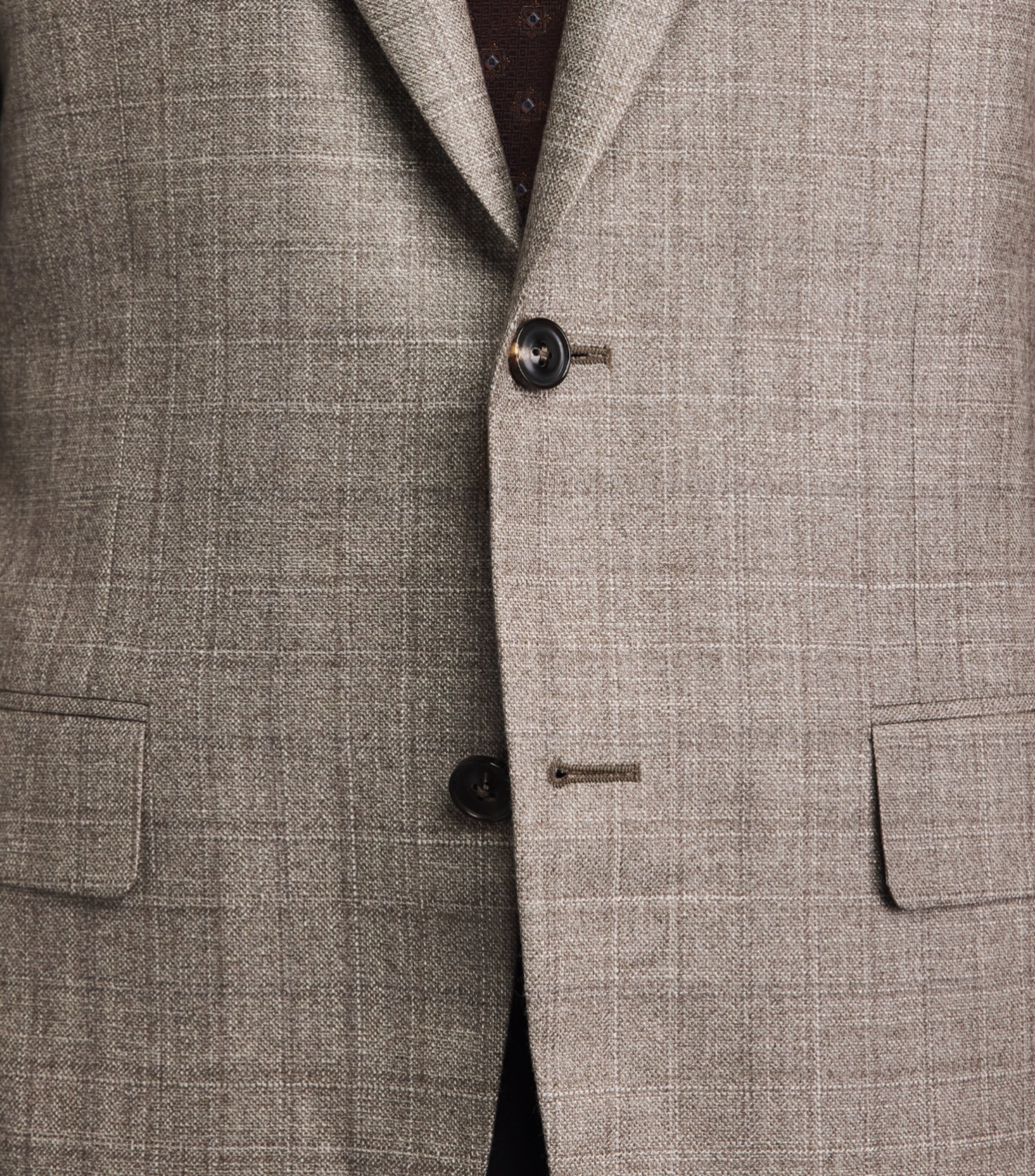 Canali Mens Silk-Cashmere Check Blazer Beige Image 3