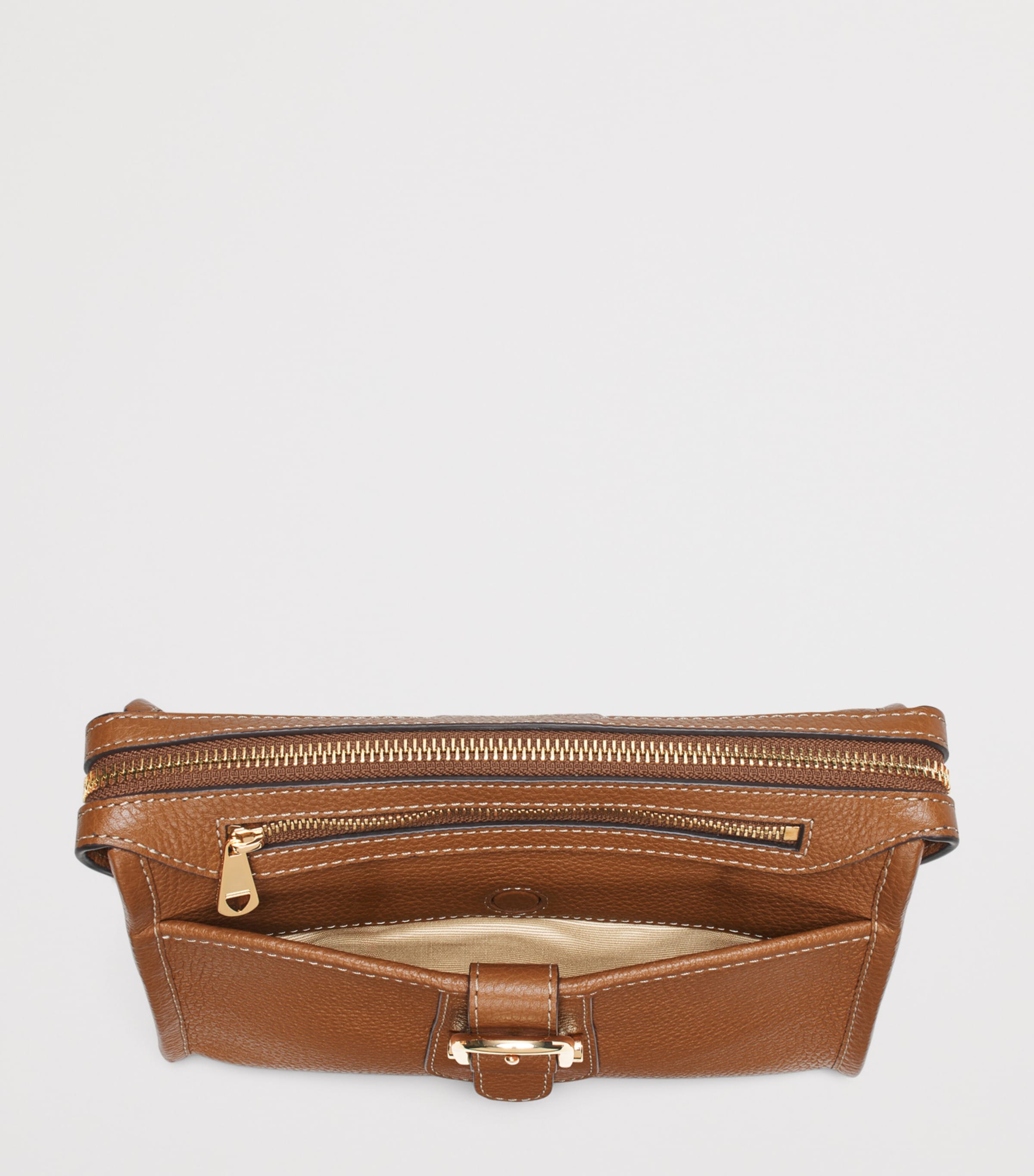Aspinal Of London Small Leather Bella Cross-Body Satchel Tan Image 5