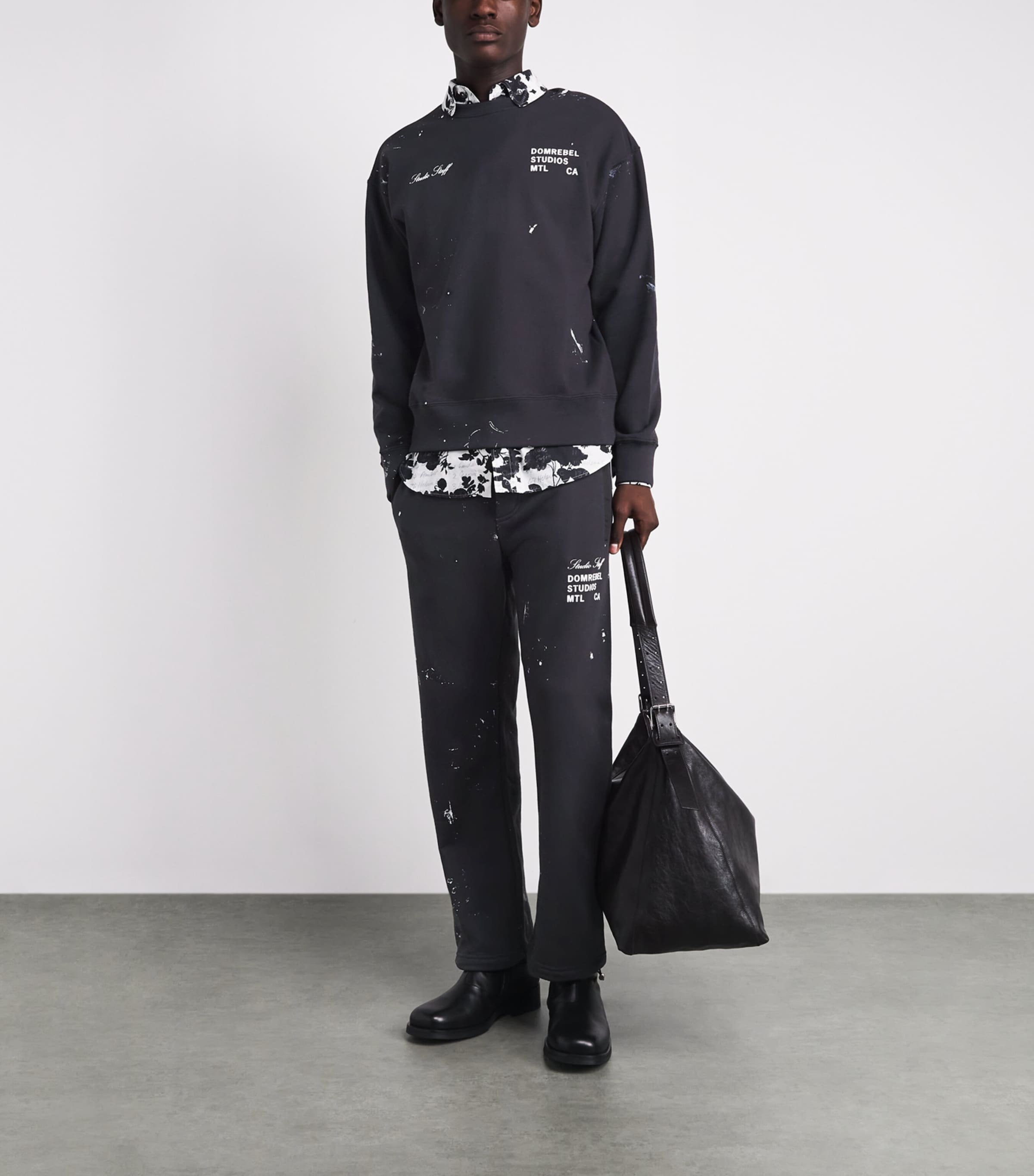 DOMREBEL Mens Cotton Staff Sweatshirt Old Black Image 2