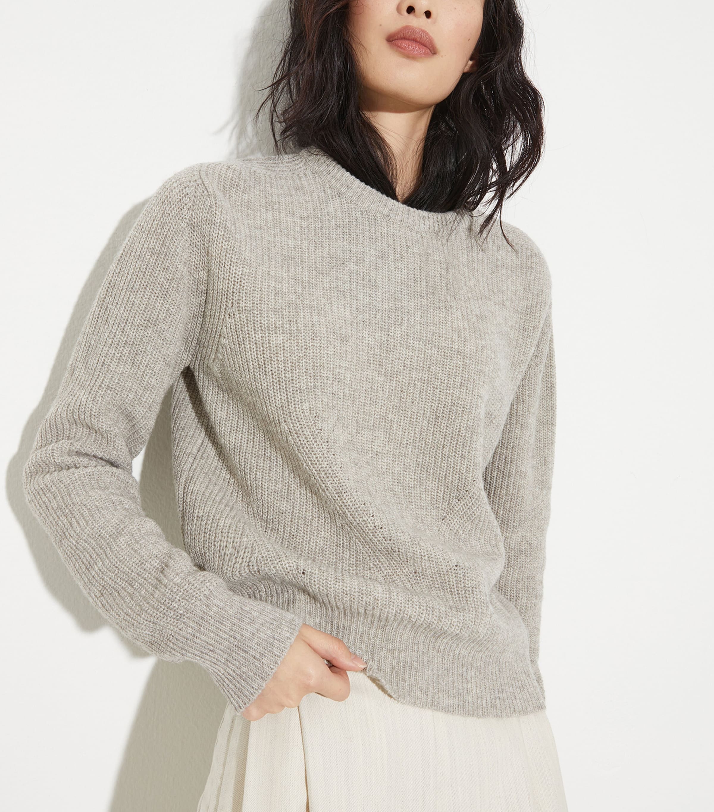 Cotton-Blend Rib-Knit Sweater SAND Image 3