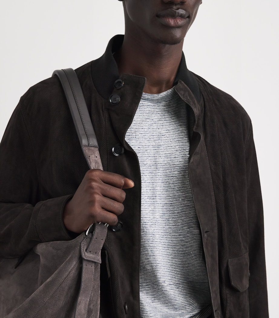 Brioni Mens Linen-Cotton Stripe T-Shirt Image 3