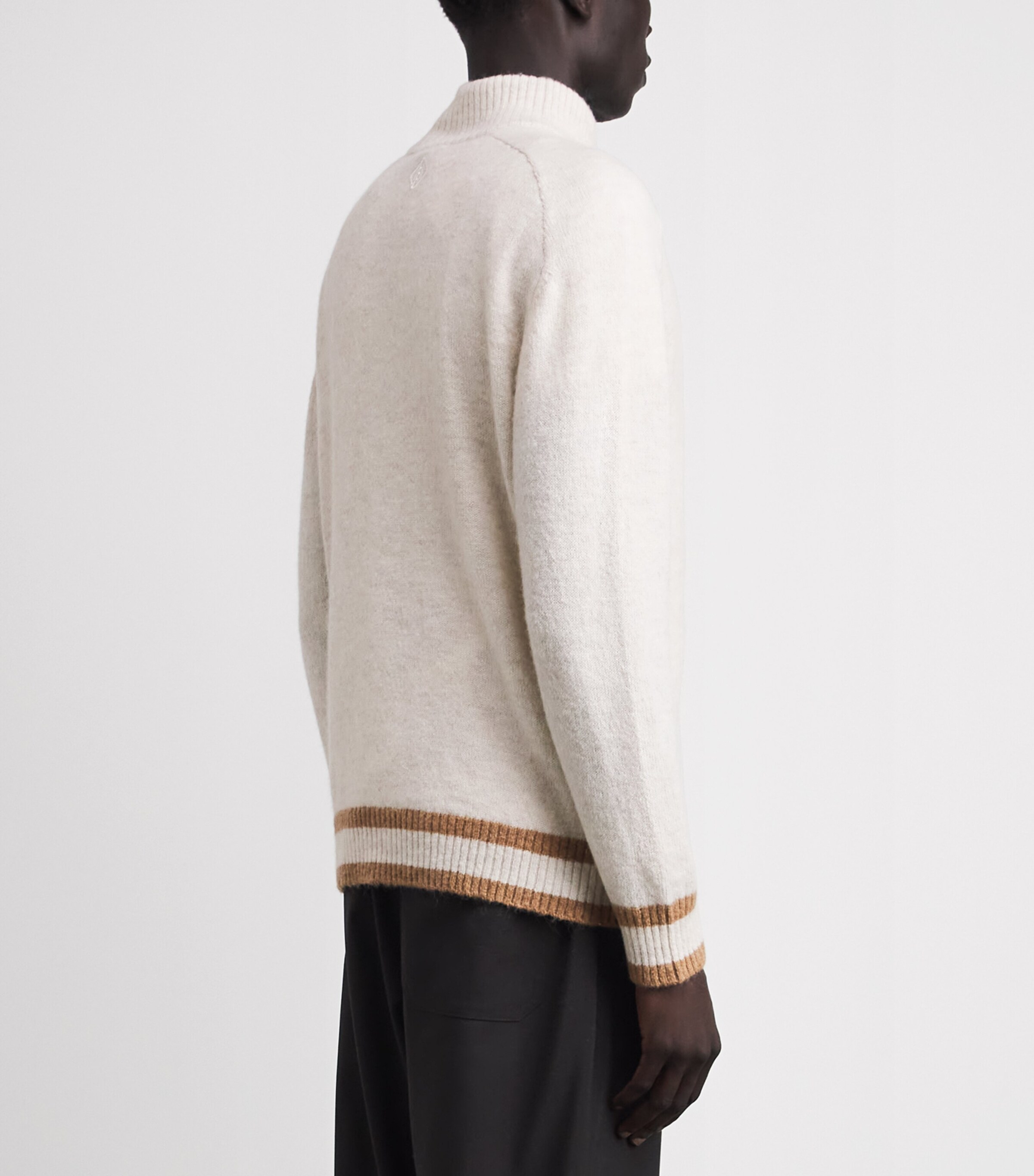 CHÉ Mens Wool-Blend Quarter-Zip Cillian Sweater Ecru Image 5
